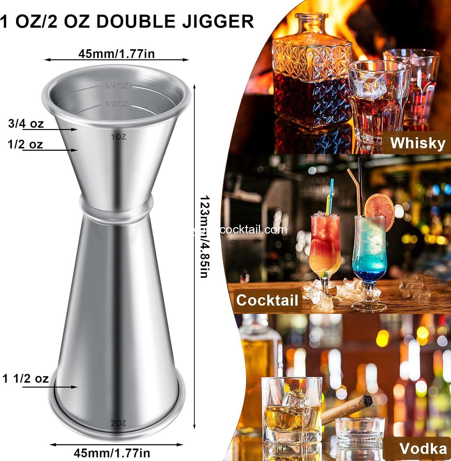 Wholesale Measuring Jigger & Mixing Spoon Set - 1oz and 2oz Cocktail Jigger with Mixing Spoon for Bartending, Bar Mixing Tool, Supplier