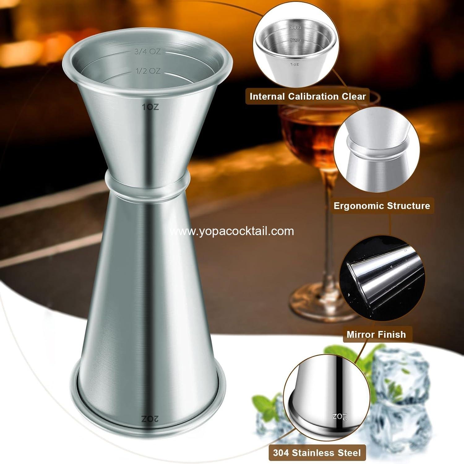 Wholesale Measuring Jigger & Mixing Spoon Set - 1oz and 2oz Cocktail Jigger with Mixing Spoon for Bartending, Bar Mixing Tool, Supplier