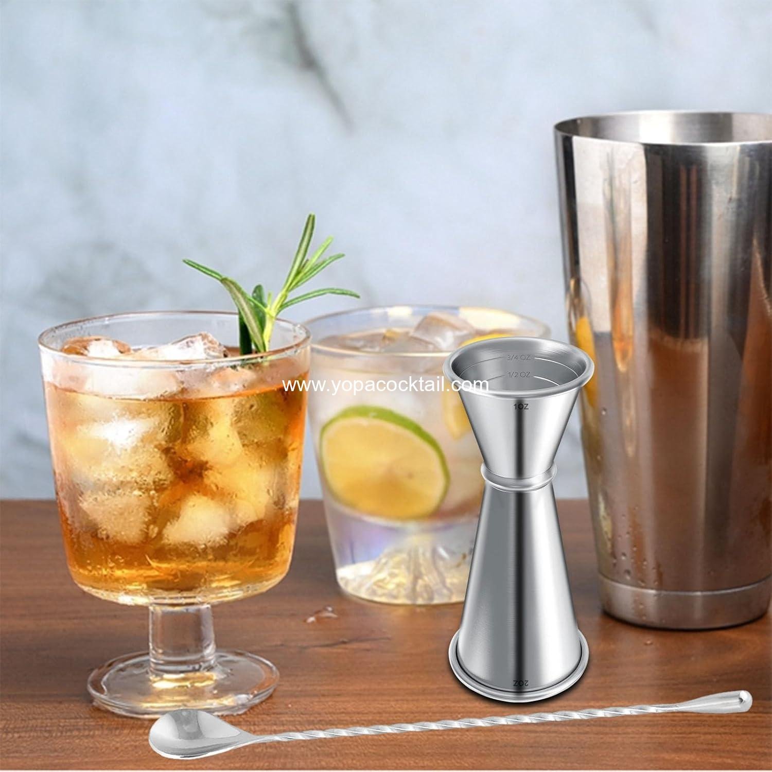 Wholesale Measuring Jigger & Mixing Spoon Set - 1oz and 2oz Cocktail Jigger with Mixing Spoon for Bartending, Bar Mixing Tool, Supplier