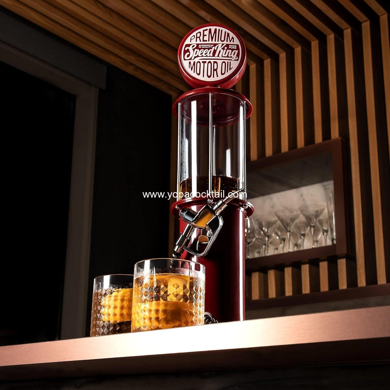 Wholesale Vintage Style Red Plastic 30 Fl. oz Pump Liquor Dispenser for Home Bar | Retro Beverage Decanter for Man Cave Decor | Ideal for Scotch, Vodka, Cocktails, Non-Alcoholic Drinks and More Supplier