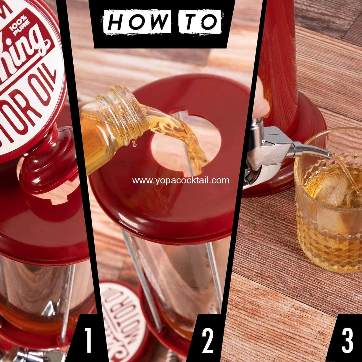 Wholesale Vintage Style Red Plastic 30 Fl. oz Pump Liquor Dispenser for Home Bar | Retro Beverage Decanter for Man Cave Decor | Ideal for Scotch, Vodka, Cocktails, Non-Alcoholic Drinks and More Supplier