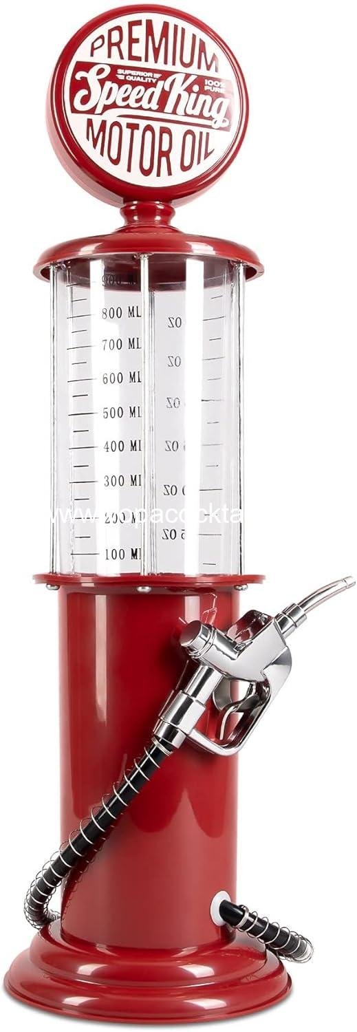 BLKSMITH Pump Liquor Dispenser for Home Bar | Vintage Style Red Plastic 30 Fl. oz Liquor Decanter for Man Cave Decor | Beverage Dispenser for Scotch, Vodka, Cocktails, Non-Alcoholic Drink and More