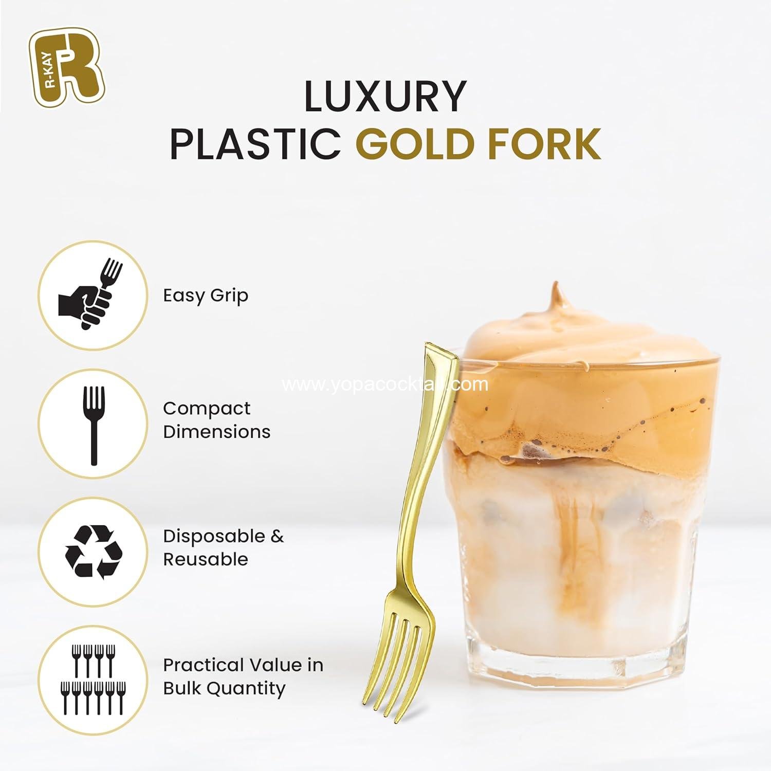 Wholesale 100 Pack Gold Mini Forks - 4 Inch Heavy Duty Dessert Forks for Appetizers, Tastings, Cocktails, and Dessert Cups - BPA Free Small Gold Forks Supplier