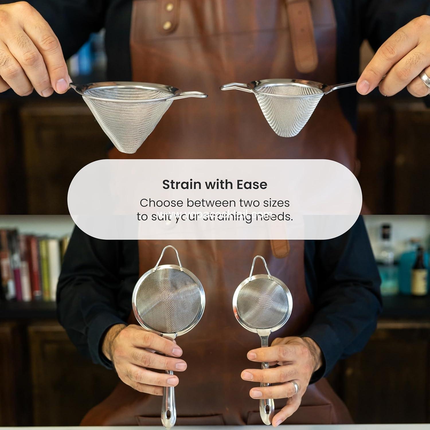 Wholesale Stainless Steel Fine Mesh Cocktail Strainer, 304 Conical Sieve with Ergonomic Handle, Rustproof Tool for Double-Straining Tea, Coffee, Kombucha, and Culinary Prep - Supplier Wholesale Stainless Steel Fine Mesh Cocktail Strainer, 304 Conical Sieve with Ergonomic Handle, Rustproof Tool for Double-Straining Tea, Coffee, Kombucha, and Culinary Prep - Supplier