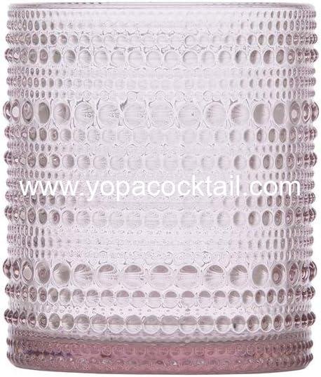 Wholesale 10 Ounce Double Old Fashioned Glasses Beaded Hobnail Set of 6, Pink Supplier