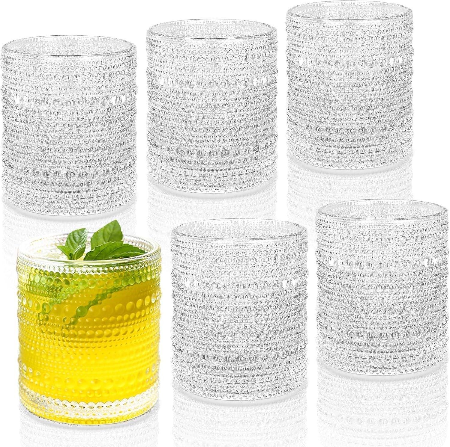 Wholesale 10 oz Hobnail Cocktail Glasses Set of 6, Vintage Textured Bubble Glass Water Cups, Old Fashion Jupiter Glasses Set, supplier.