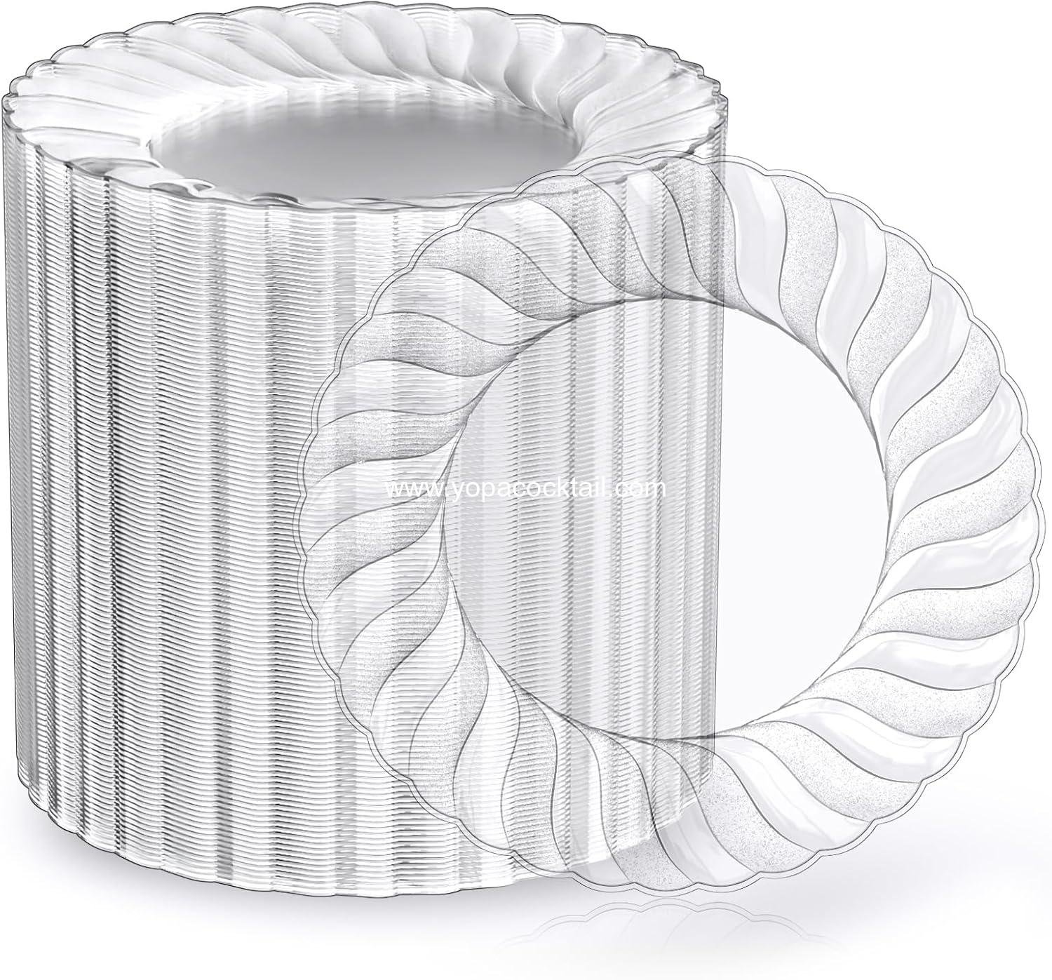 Wholesale 100 Count 6 Inch Clear Plastic Plates - Heavy Duty Disposable Salad Dessert Plates, Premium Hard Plastic for Weddings, Parties, and Events - Supplier