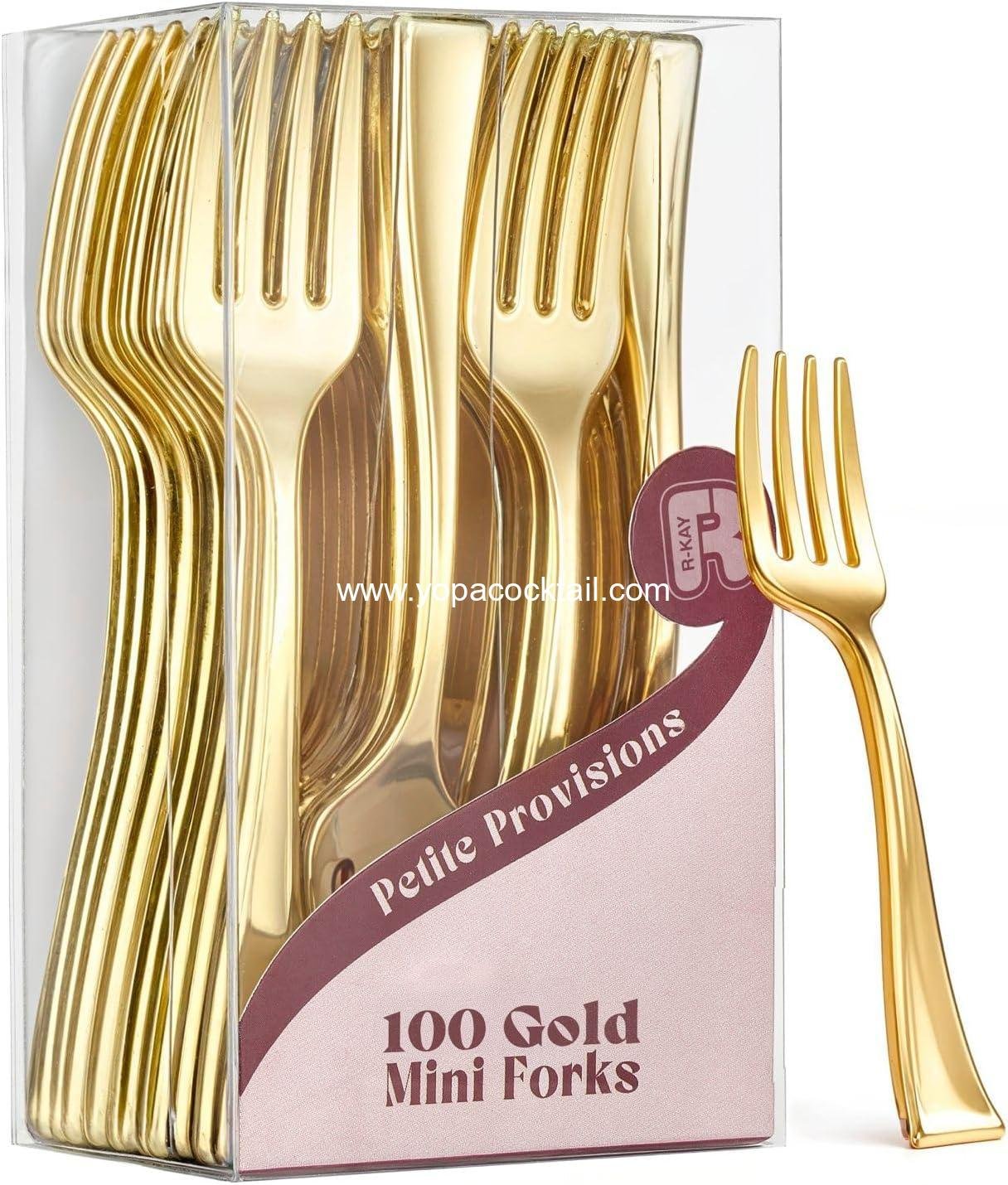 Wholesale 100 Pack Gold Mini Forks - 4 Inch Heavy Duty Dessert Forks for Appetizers, Tastings, Cocktails, and Dessert Cups - BPA Free Small Gold Forks Supplier