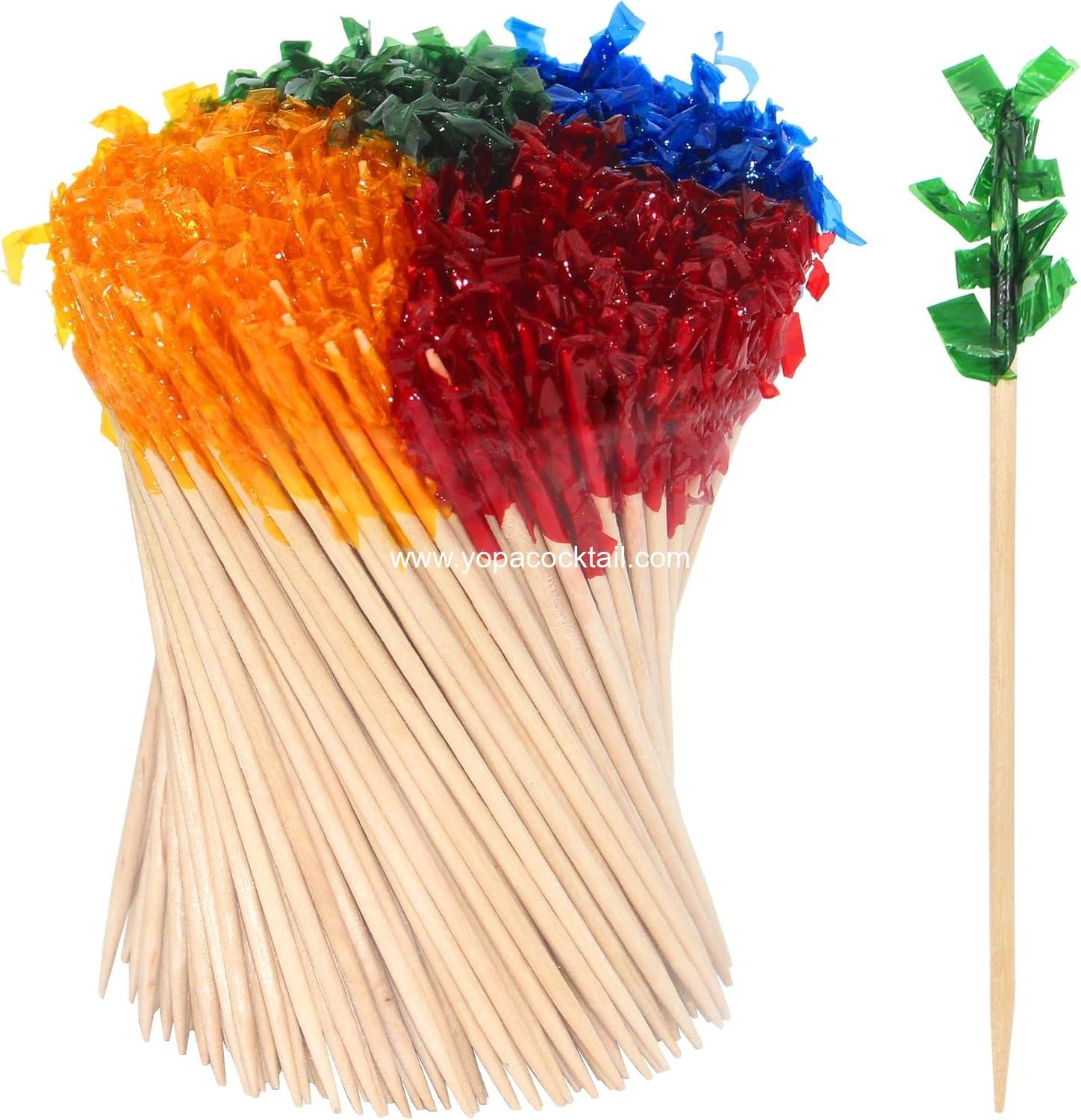 Wholesale 1000pcs 4-Inch Wooden Frill Picks, Assorted Colors for Cocktail Parties, Barbecues, and Club Sandwiches - Supplier