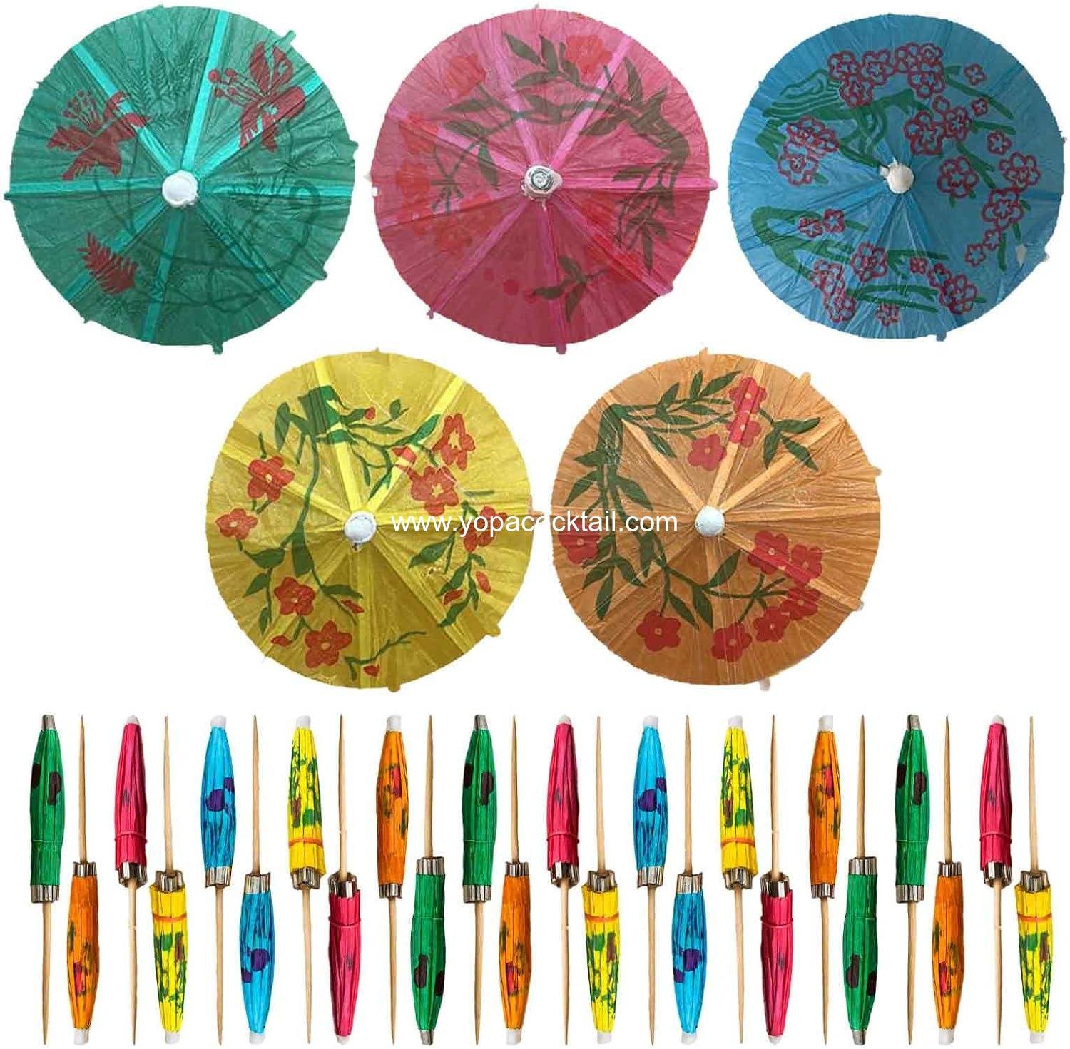 Wholesale 120Pcs Assorted Bamboo Wooden Cocktail Umbrella Picks - 3.9in Colorful Parasol Toothpicks for Tropical Drinks, Cupcake Toppers, Tiki Bars, Pool Parties, Luaus, Summer Events - Supplier
