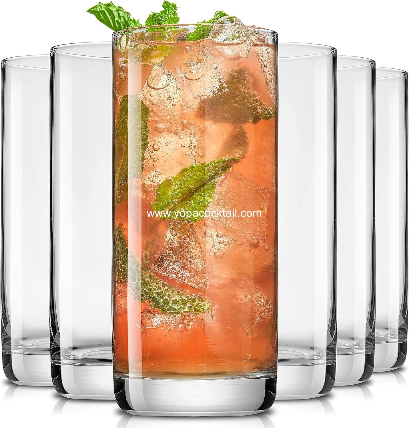 Wholesale 13oz Highball Glasses Set of 6, Lead-Free Crystal Drinking Glasses for Water, Mojito, Tom Collins, and Mixed Cocktails - Factory
