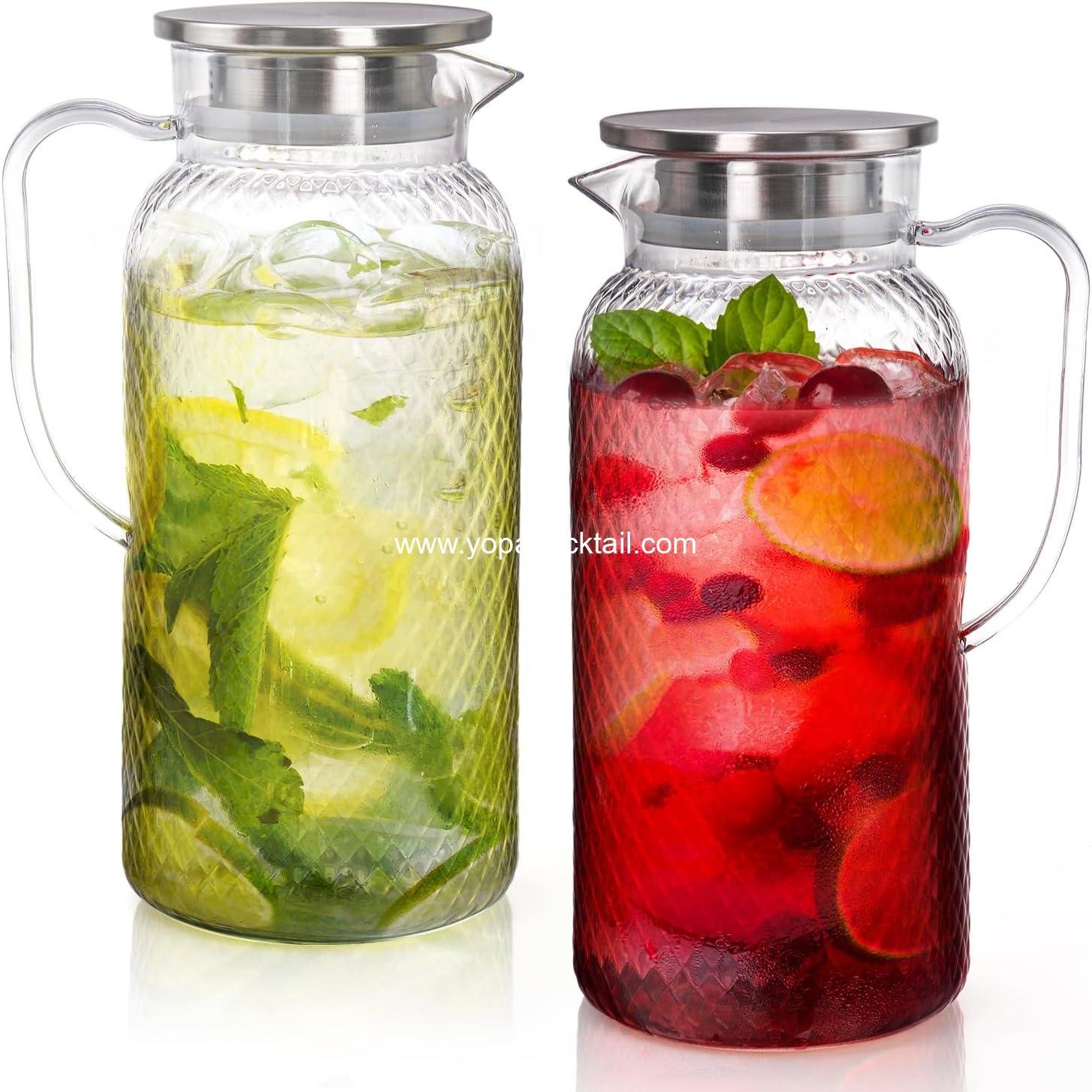 Wholesale 2 Pack Plastic Pitcher 68 Oz Clear Water Jug with Lid, BPA-Free for Ice Tea, Juice, Sangria, Lemonade, Milk, Coffee, Cold or Hot Beverages - Supplier