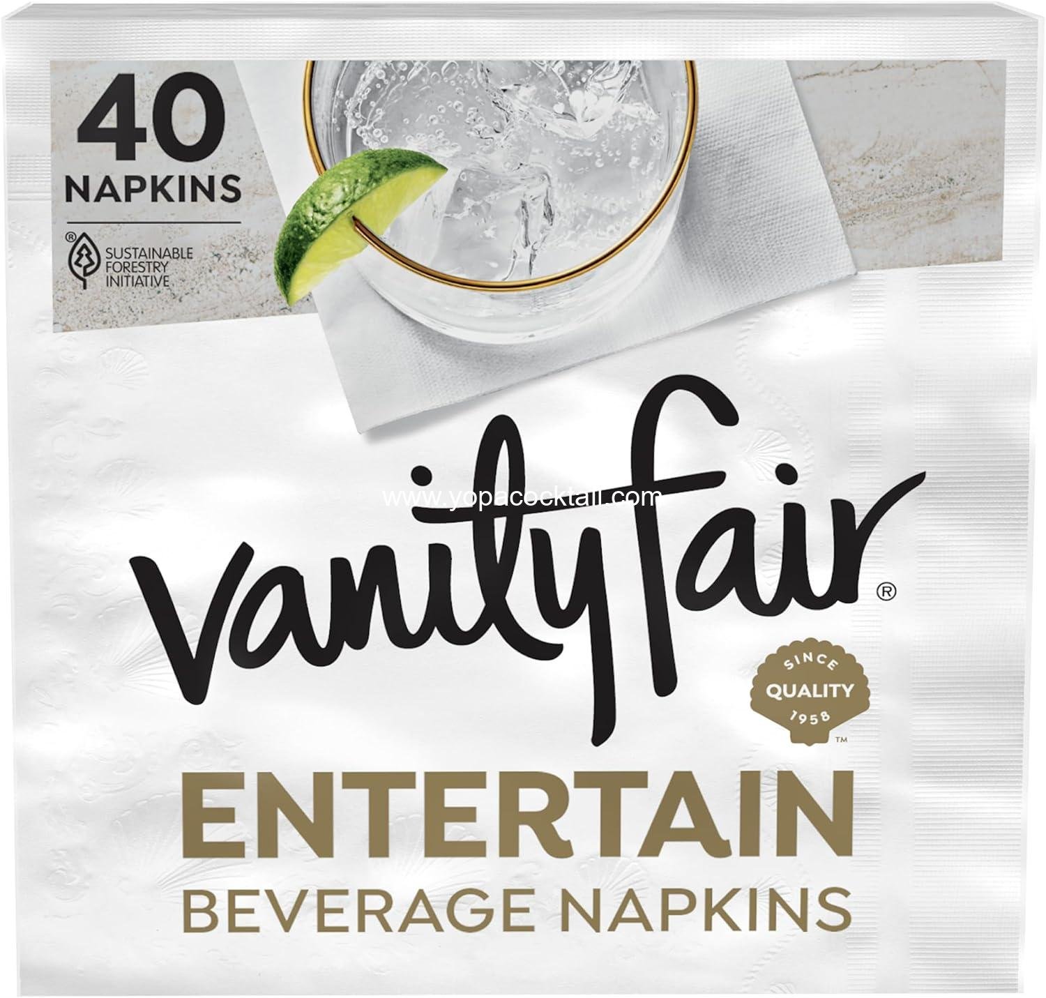 Wholesale 2-Ply Beverage Napkins, White, 40 Count, 4.9