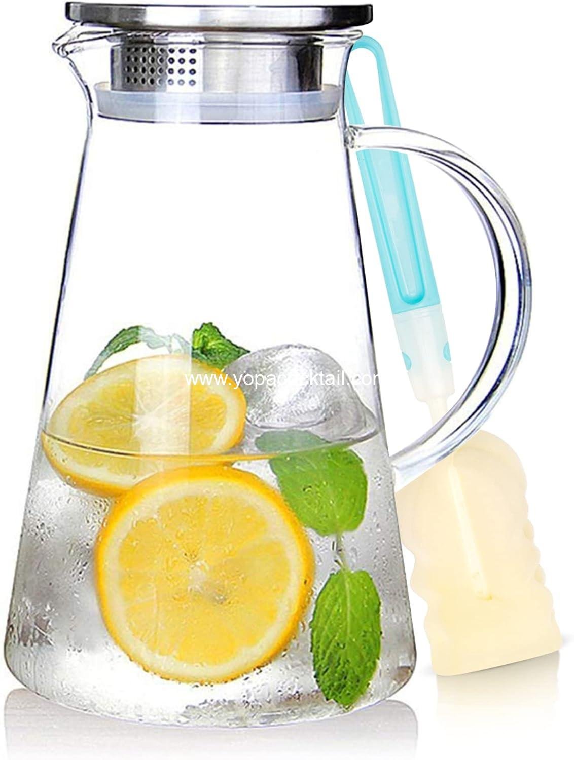 Wholesale 2.0 Liter (68oz) Glass Pitcher with Lid, Easy-Clean Heat Resistant Water Carafe with Handle for Hot/Cold Beverages - Ideal for Water, Cold Brew, Iced Tea & Juice, Includes Long-Handled Brush, Supplier Wholesale 2.0 Liter (68oz) Glass Pitcher with Lid, Easy-Clean Heat Resistant Water Carafe with Handle for Hot/Cold Beverages - Ideal for Water, Cold Brew, Iced Tea & Juice, Includes Long-Handled Brush, Supplier