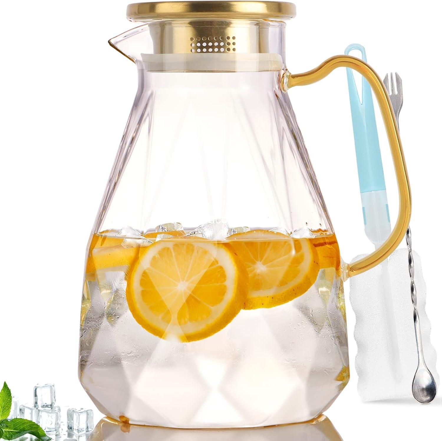 Wholesale 2.2 Liter Glass Pitcher with Lid - Iced Tea Carafe for Fridge, Versatile Water Jug for Juice, Milk, and Cold or Hot Beverages - 2 Quart Supplier