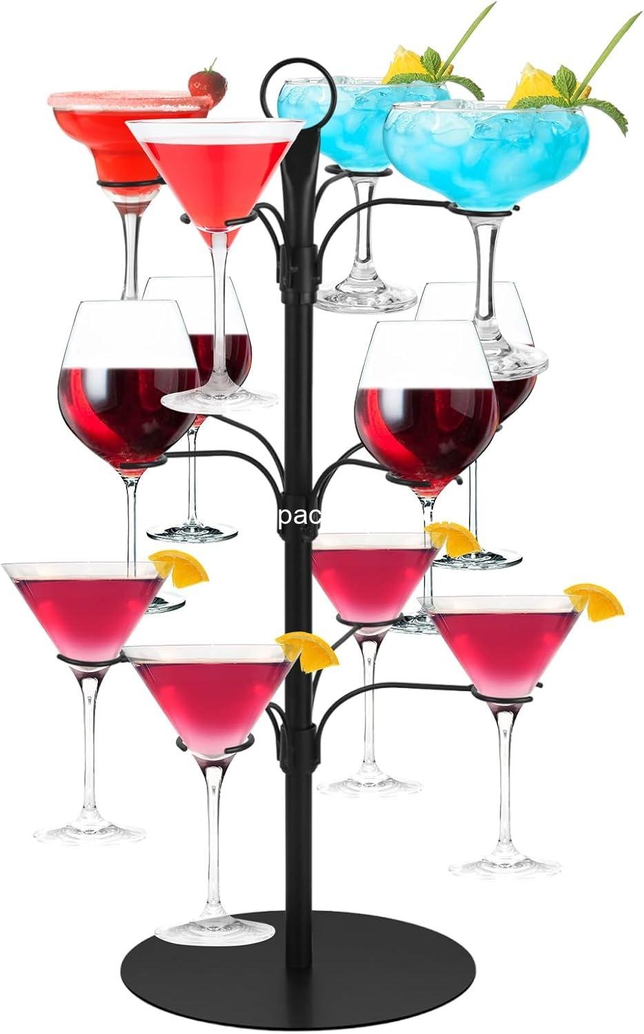Wholesale 3 Tier Cocktail Tree Stand – Metal Champagne Tower with 12 Holders for Christmas Drinks, Cocktails, and Martinis Supplier