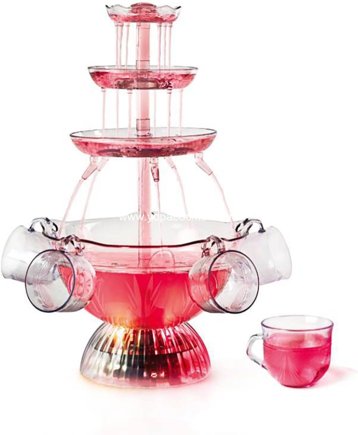 Wholesale 3-Tier Electric Drink Fountain with LED Light Base and 5 Reusable Cups, 1.5-Gallon Capacity Champagne Fountain for Wine, Beer, and Juice - Ideal for Weddings and Parties Supplier