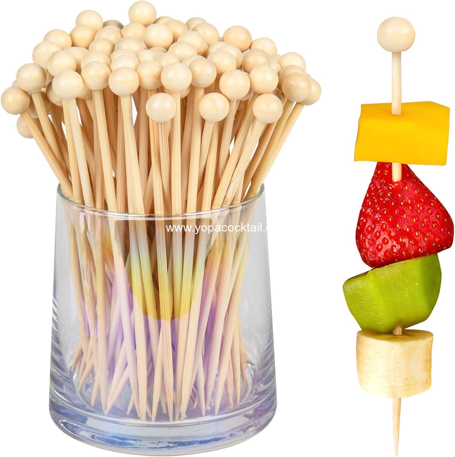 Wholesale 300 Pcs Fancy Toothpicks for Appetizers, 4.7 Inch Wooden Ball Cocktail Picks for Drinks, Bamboo Skewers for Charcuterie Boards, Martini, Sandwiches, Desserts, Fruits - Supplier