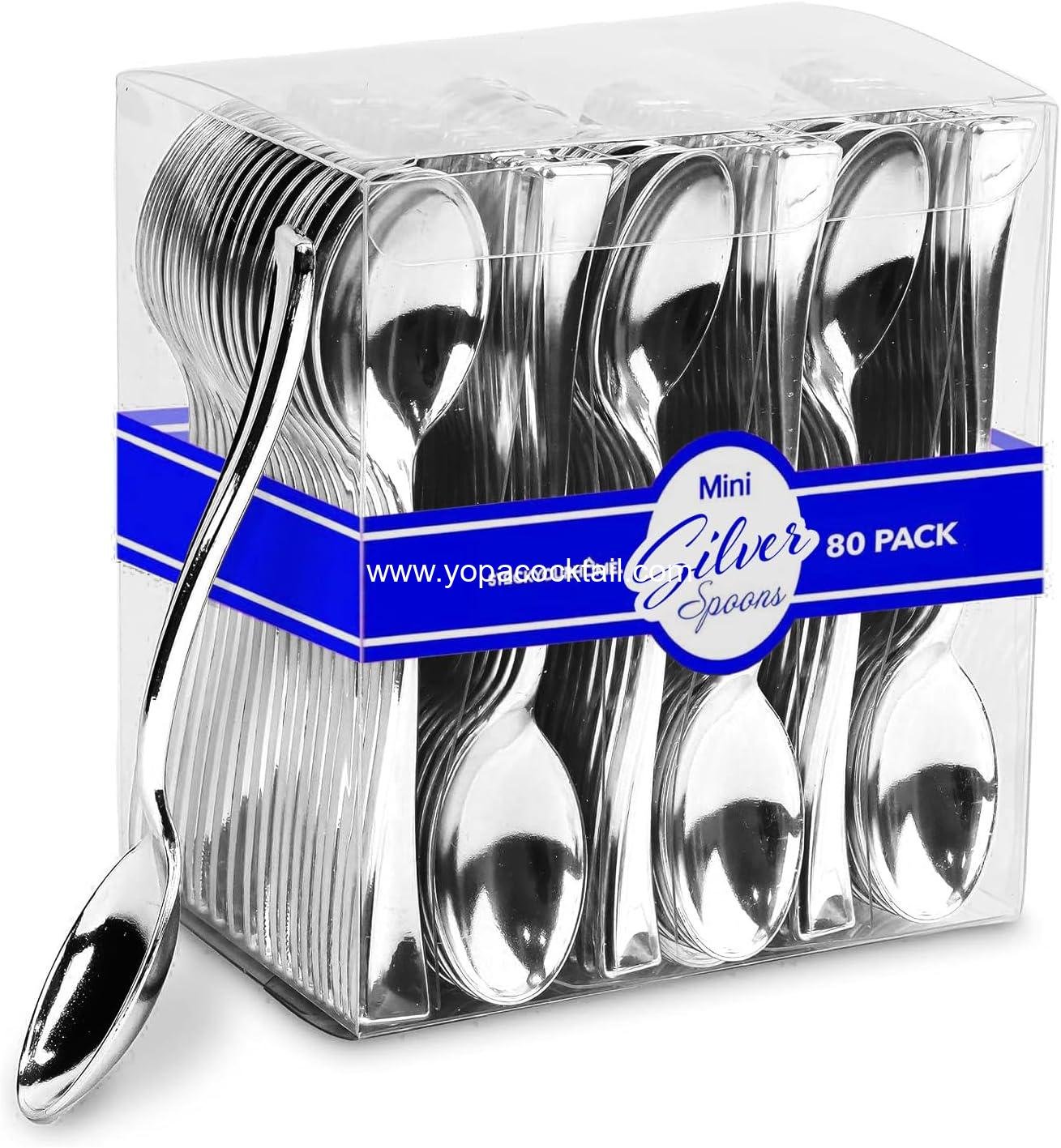 Wholesale 4-Inch Silver Disposable Spoons 80-Count Appetizer Cocktail Wedding Manufacturer