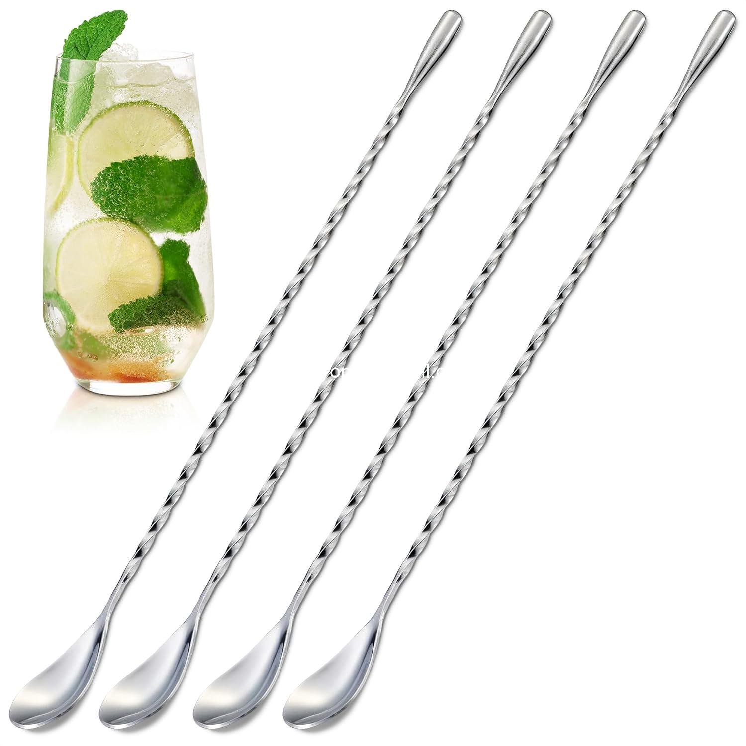 Wholesale 4 Pcs Bar Spoon Cocktail Mixing Spoon – 12-Inch Stainless Steel Stirrers with Polished Surface, Easy to Clean – Ideal for Professional and Home Use, Perfect Gift for Drink Mixing Lovers, Supplier