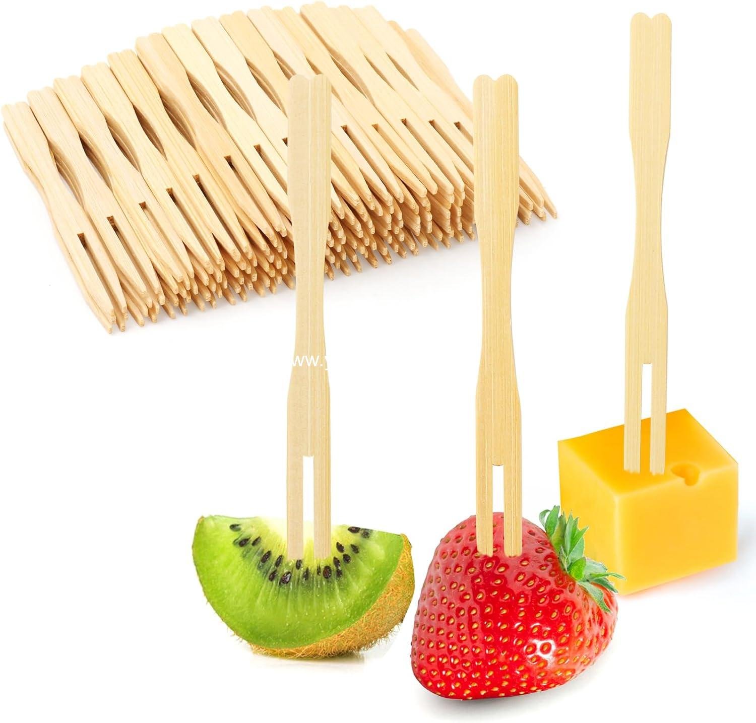 Wholesale 400 Bamboo Appetizer Forks, 3.5 Inch Mini Forks for Charcuterie Board Accessories, Fancy Toothpicks for Appetizers, Disposable Wooden Cocktail Forks, Small Fruit Picks for Party Supplies Manufacturer