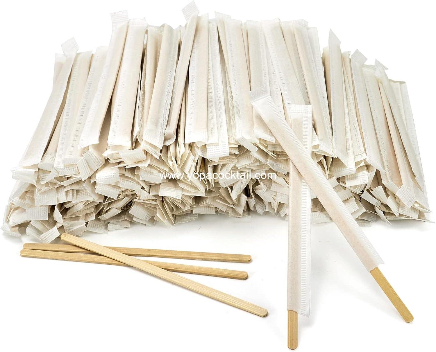 Wholesale 500Pcs Bamboo Coffee Stirrers Individually Wrapped – 5.5 Inch Coffee Stir Sticks for Bar, Disposable Coffee and Cocktail Stir Sticks Supplier