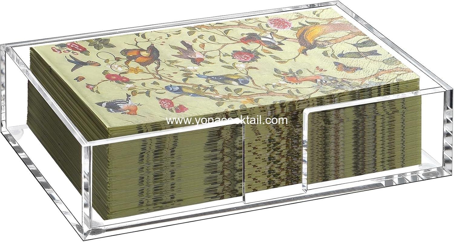 Wholesale Acrylic Guest Towel Holder Tray for Bathroom, Clear Rectangular Napkin Holder for Kitchen, Modern Disposable Hand Towel Tray for Home, Bar, Hotel, Office - Supplier