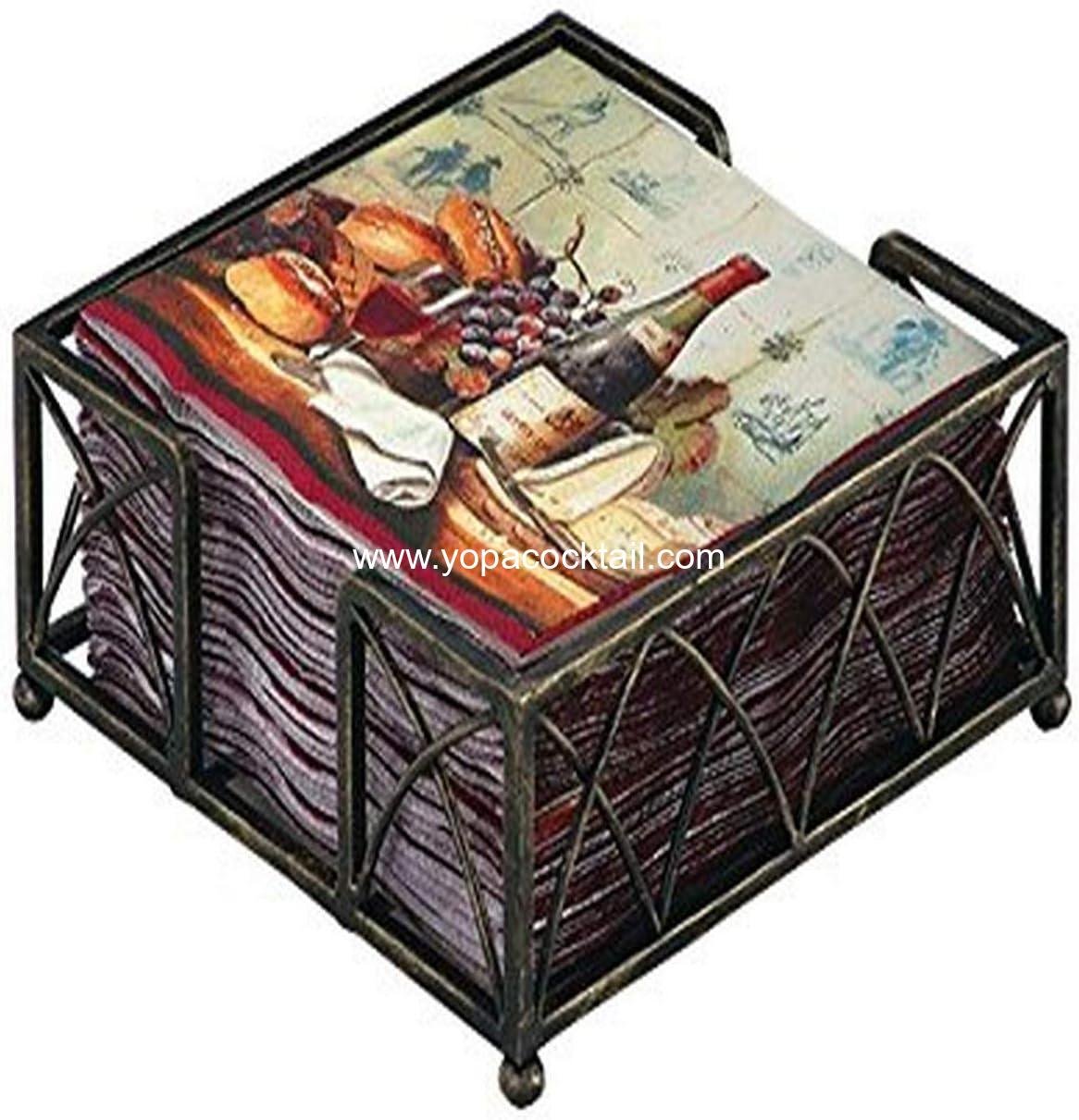 Wholesale Arch Design Cocktail Napkin Caddy in Antique Brass - 6x6 inches - Factory Wholesale Arch Design Cocktail Napkin Caddy in Antique Brass - 6x6 inches - Factory