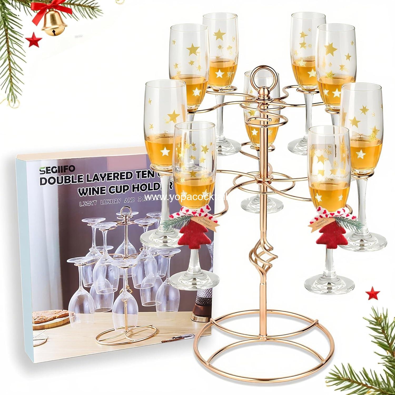 Wholesale Champagne Tree Stand for 10 Glasses, Rose Gold Cocktail Drink Tower, Screw-on Metal Cocktail Stand for Bar, Party, Wedding, or Birthday - Supplier