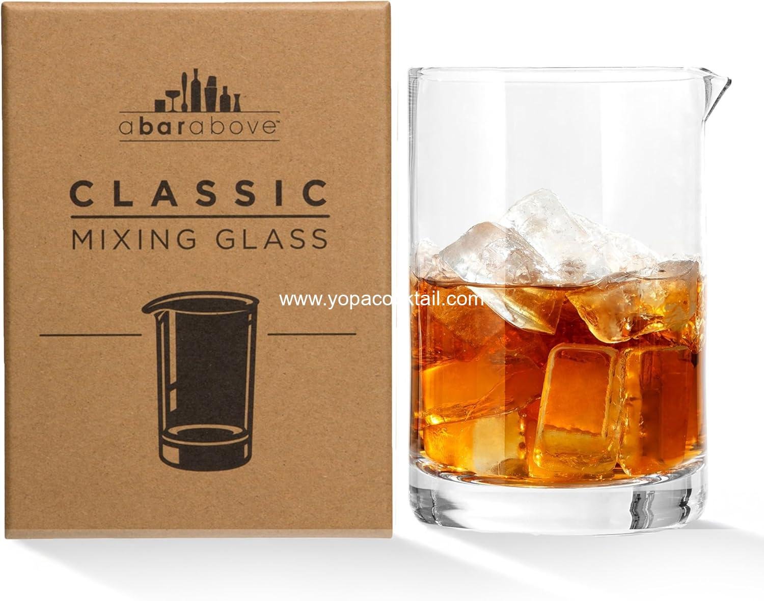 Wholesale Classic Style Cocktail Mixing Glass, 18 Oz Crystal Stirring Pitcher with Thick Weighted Base for Stable Stirring, Ideal for Craft Cocktails, Manufacturer