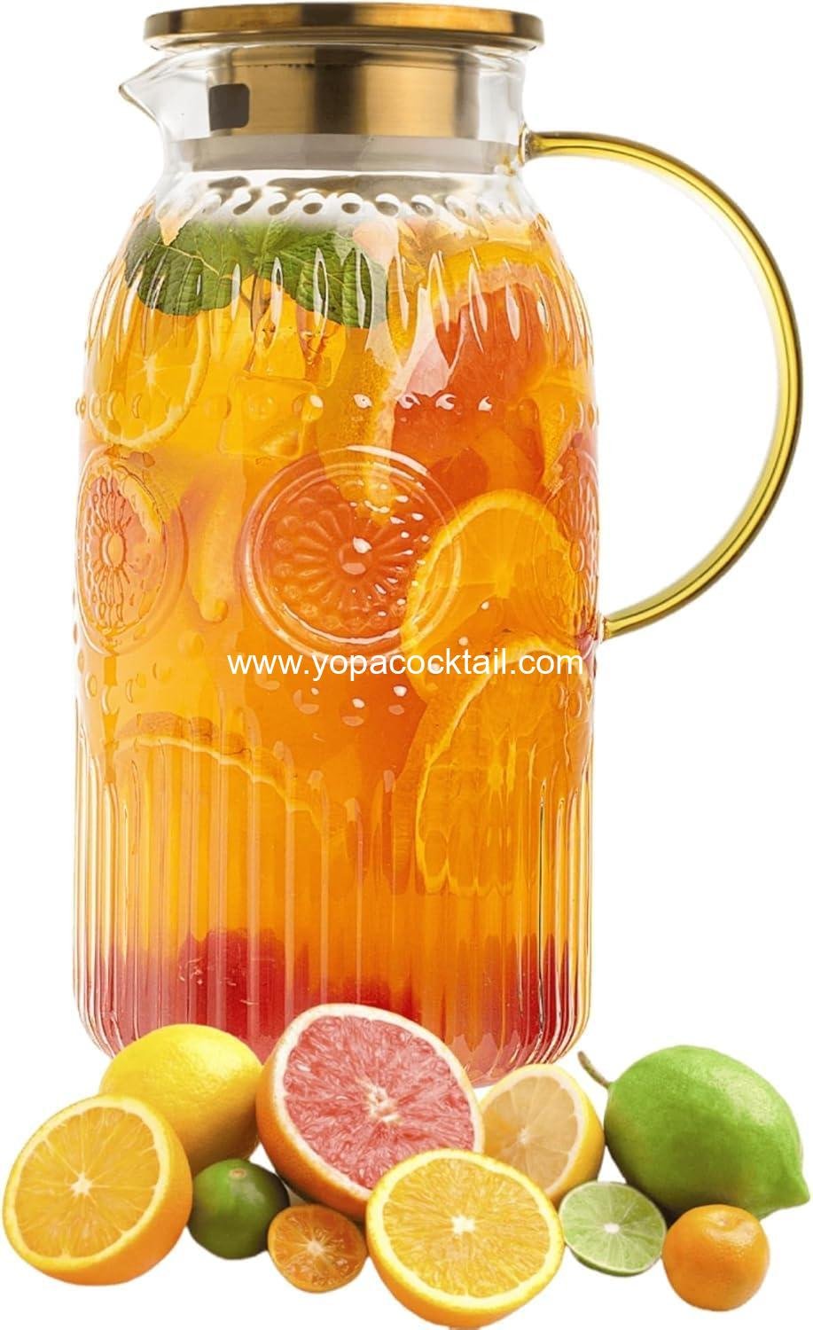 Wholesale Heat Resistant Glass Pitcher with Lid, 68 oz Vintage Water Carafe for Cold Brew, Coffee, Lemonade, Iced Tea, Beverage - 1 Pack Supplier