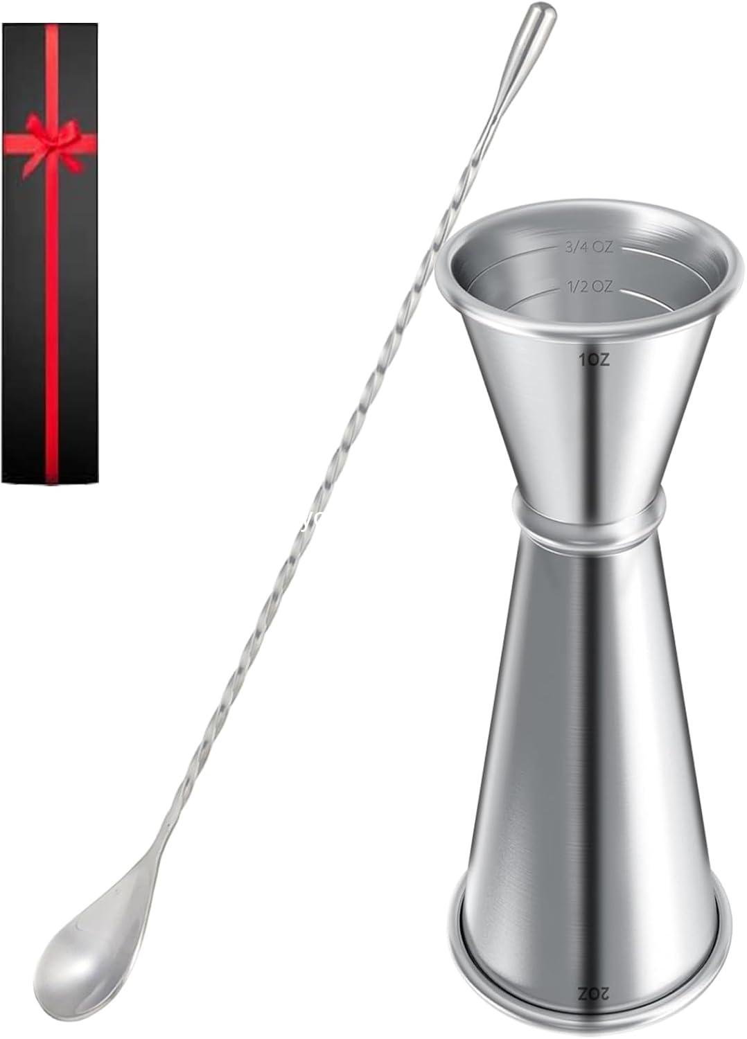 Wholesale Measuring Jigger & Mixing Spoon Set - 1oz and 2oz Cocktail Jigger with Mixing Spoon for Bartending, Bar Mixing Tool, Supplier