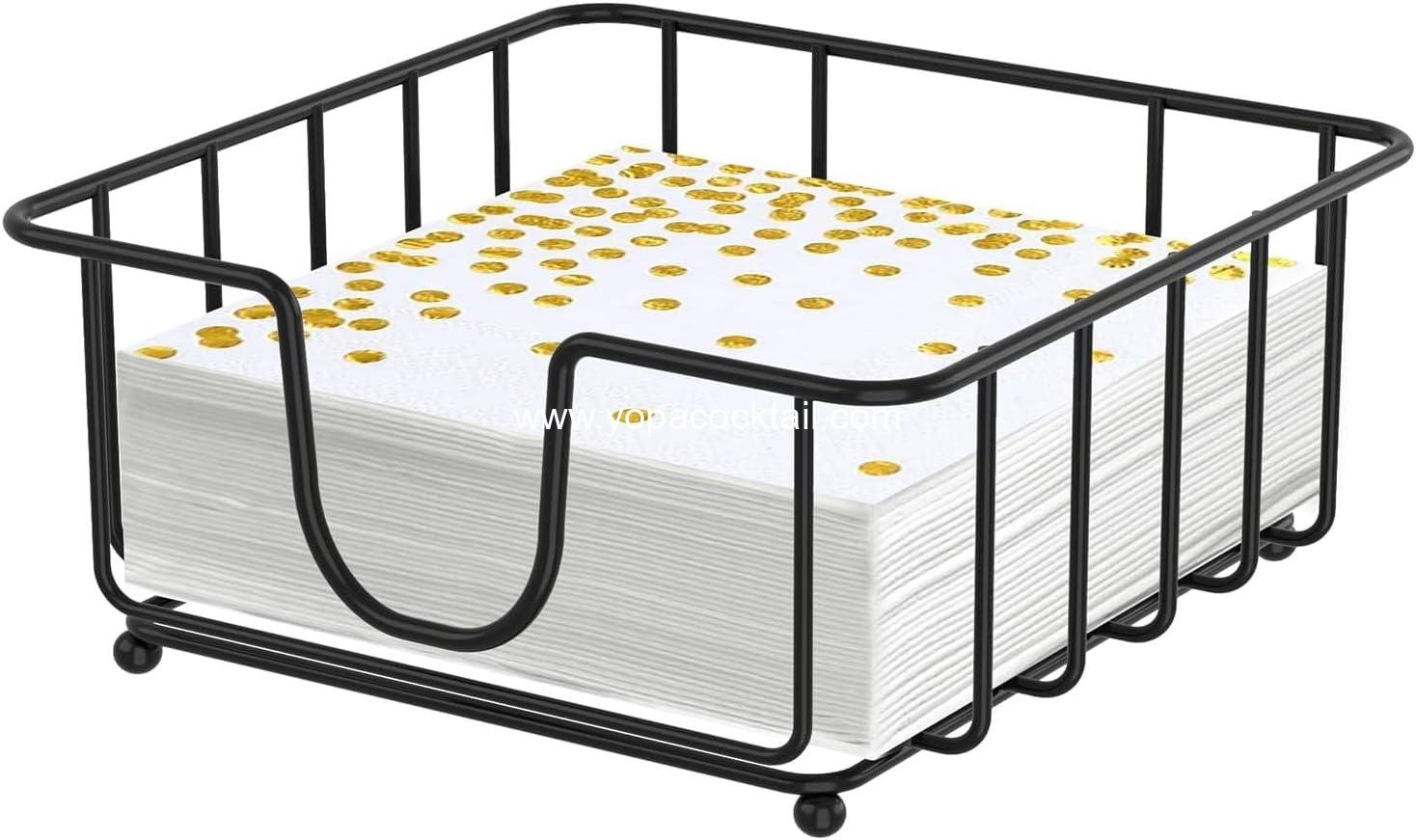 Wholesale Metal Cocktail Napkin Holder Flat Caddy for Beverage Napkins 5.7