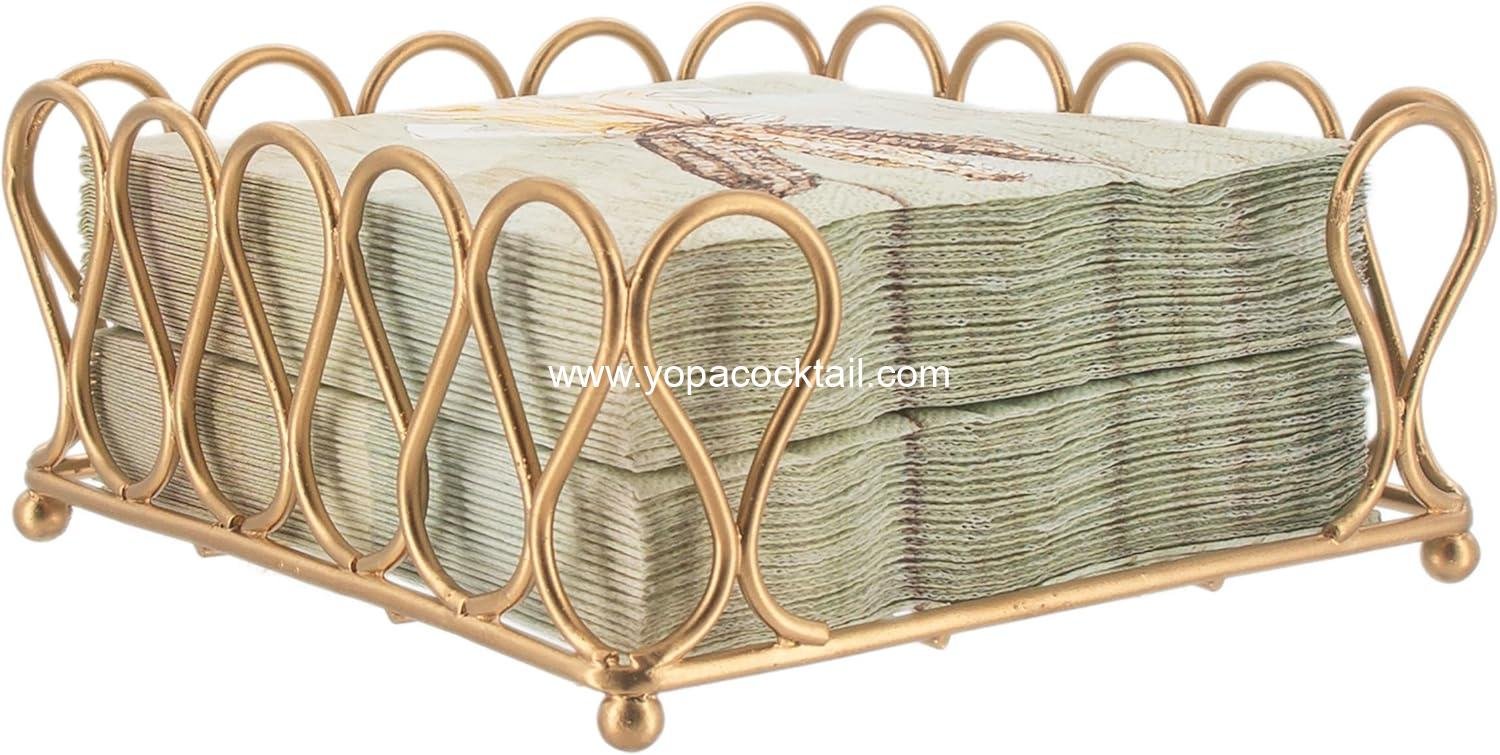 Wholesale Ribbon Cocktail Napkin Caddy, Gold - Factory Wholesale Ribbon Cocktail Napkin Caddy, Gold - Factory
