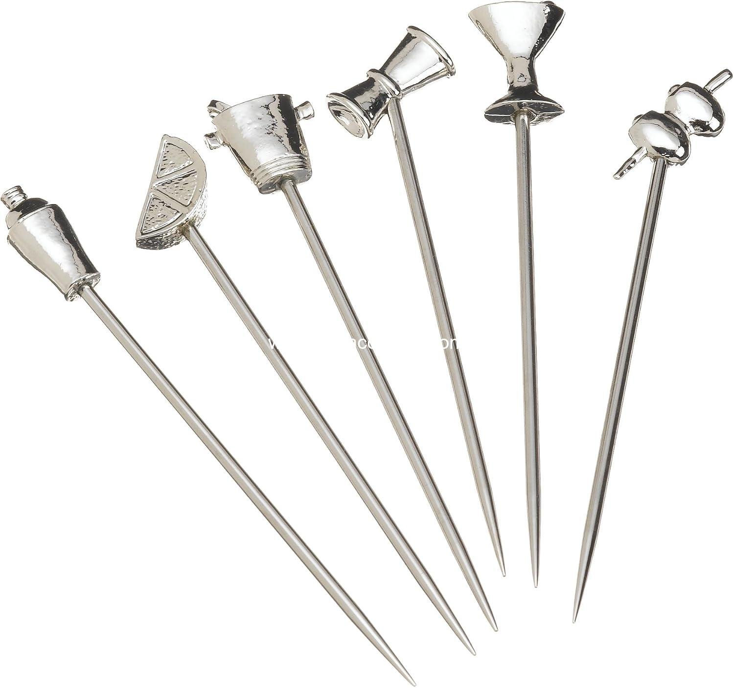 Wholesale Stainless Steel and Pewter Martini Picks Set of 6, Silver - Supplier