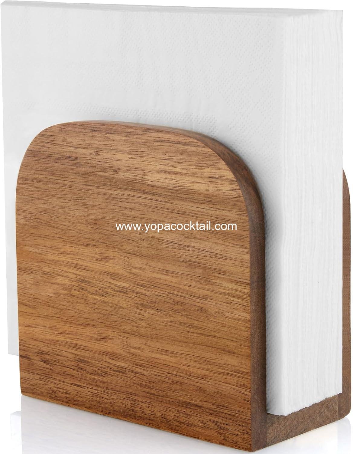 Wholesale Upright Acacia Wood Napkin Holder - Wooden Standing Napkin Dispenser for Kitchen, Dining Room, Parties, and Outdoor Use - OEM Supplier