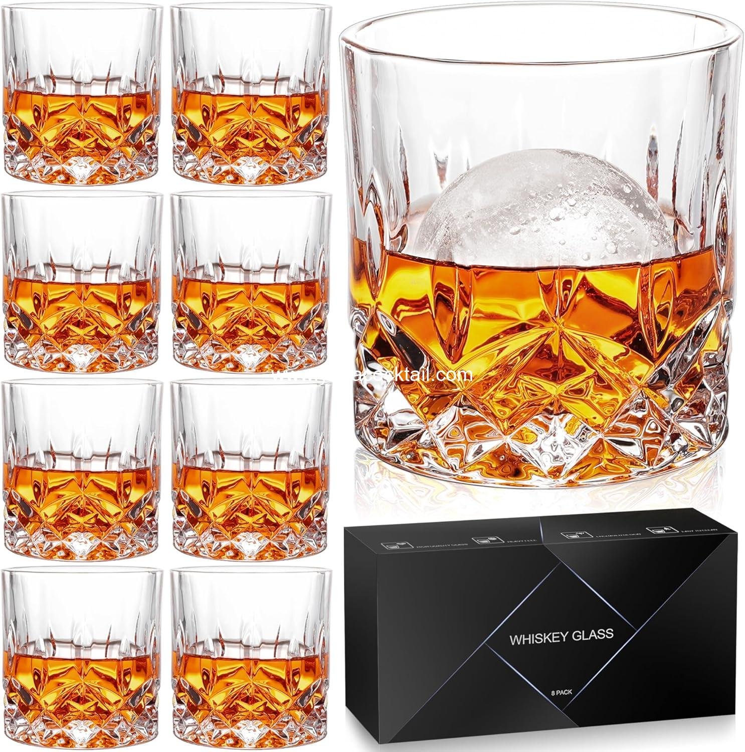 Wholesale Whiskey Glasses Set of 8, 11 oz Crystal Old Fashioned Glasses, Buy 6 Get 2 Free, Ideal for Bourbon, Scotch, Vodka, Gift for Men, Women, Dad, Father, Supplier