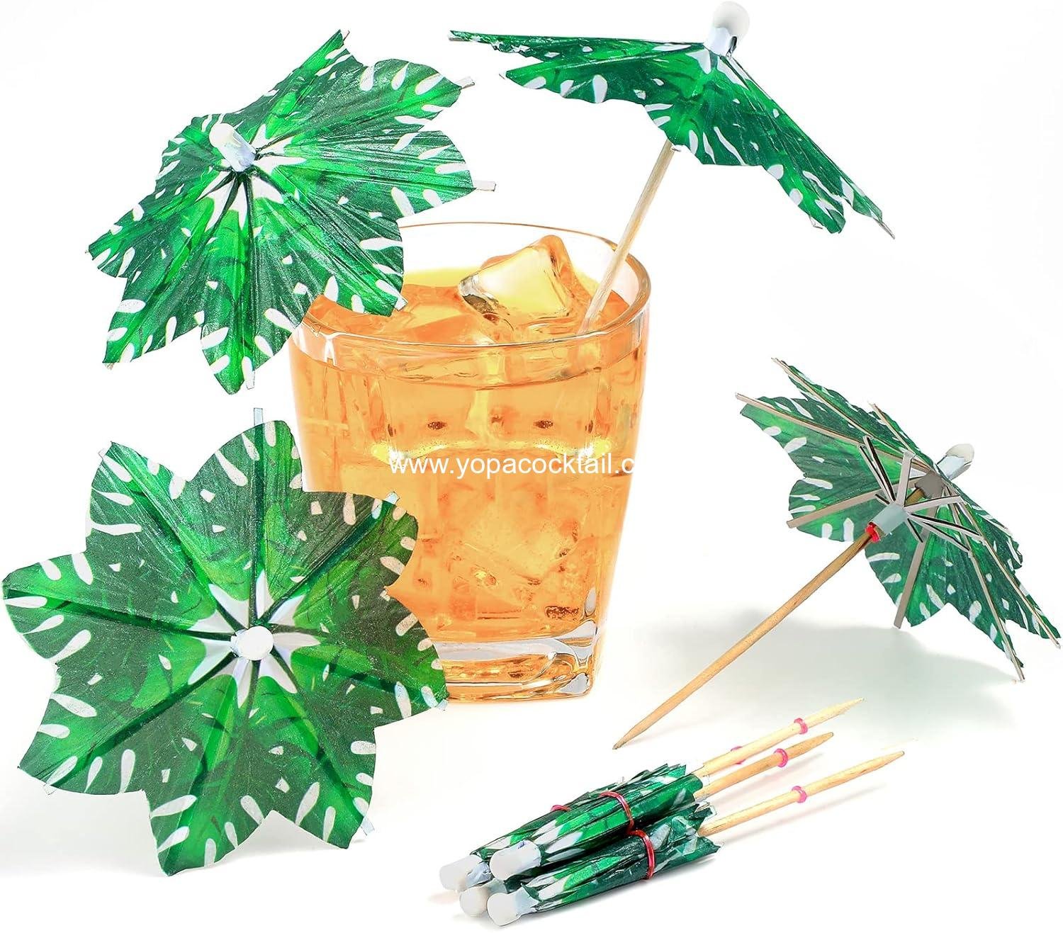 wholesale 150pc Palm Tree Cocktail Umbrellas & Picks — Cupcake Toppers for Hawaiian Summer Wedding Party Decoration supplier