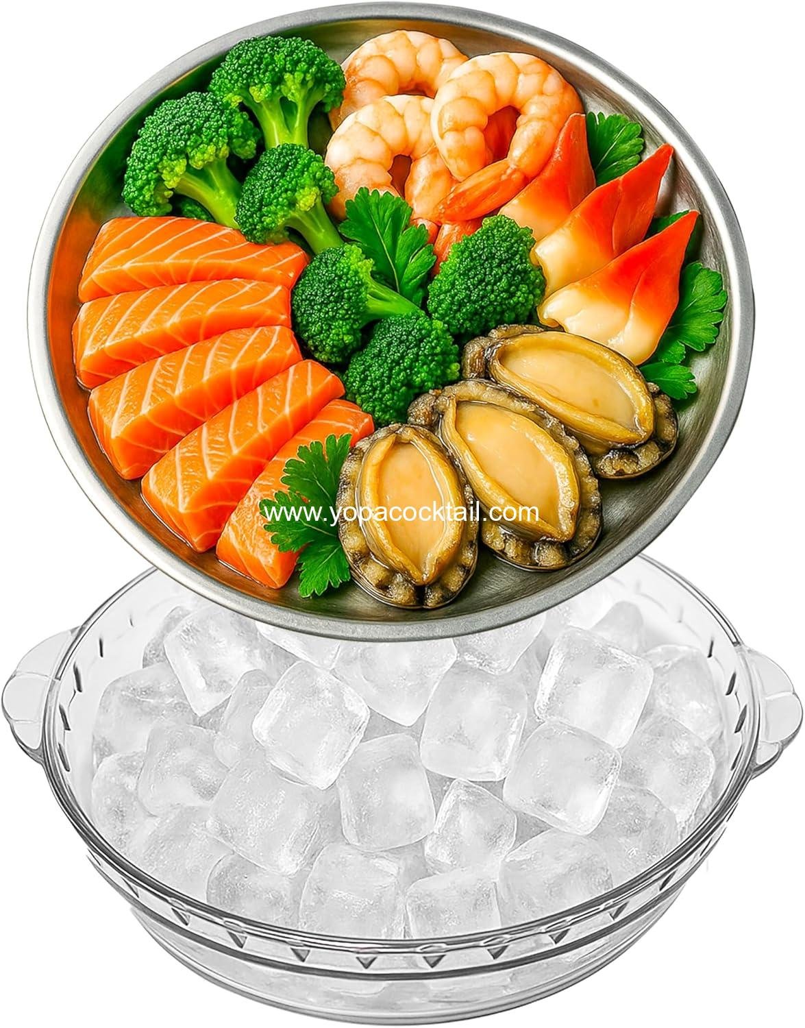 wholesale Chilled Round Serving Tray with Ice Compartment - Double-Layer Buffet Dish Keeps Food Cold for Shrimp Cocktail Fruit Trays & Dip Platters manufacturer