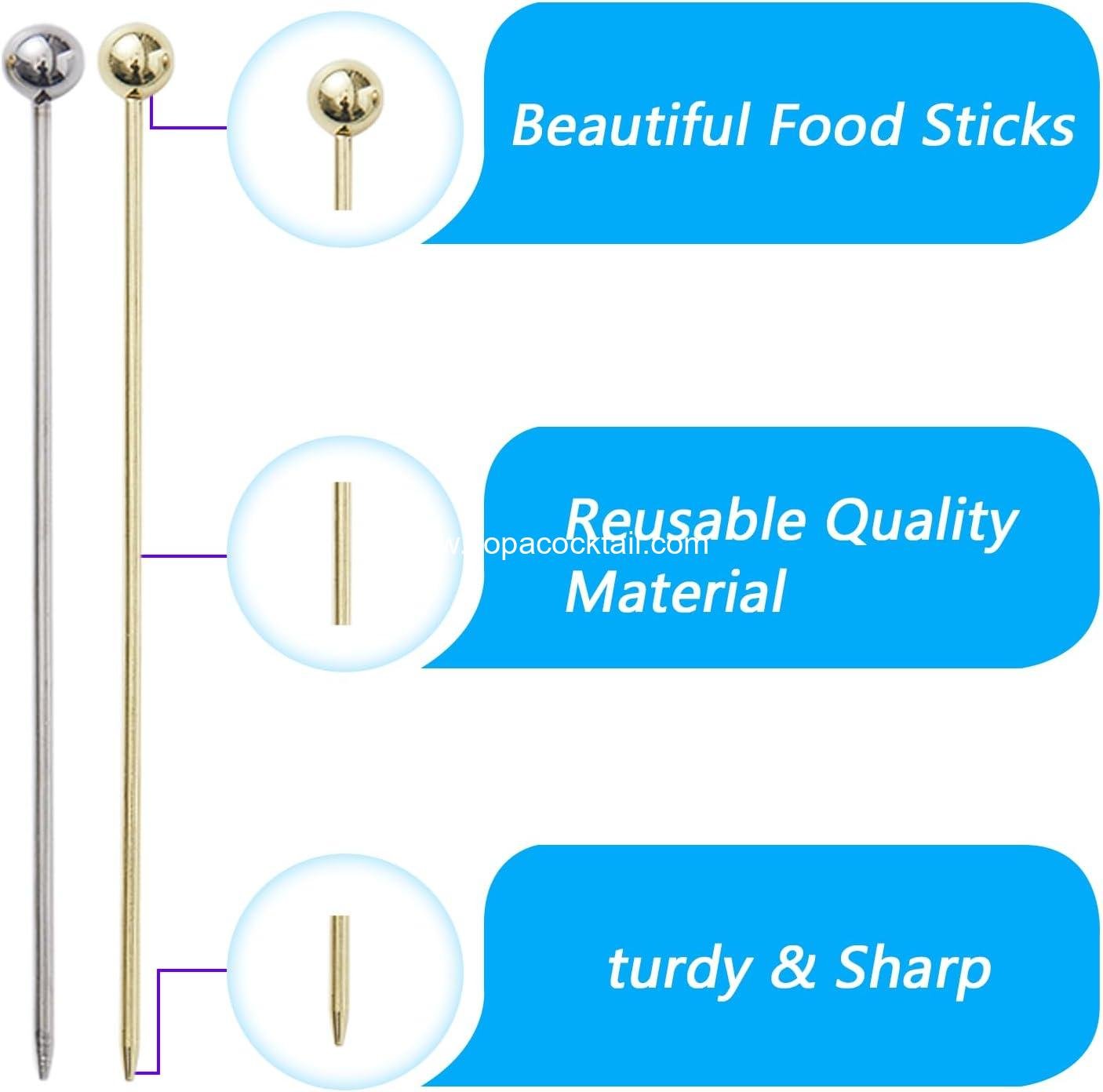 Wholesale 20 PCS Stainless Steel Cocktail Toothpicks - Reusable 4.3 Inch Cocktail Skewers for Drinks and Appetizers - Supplier