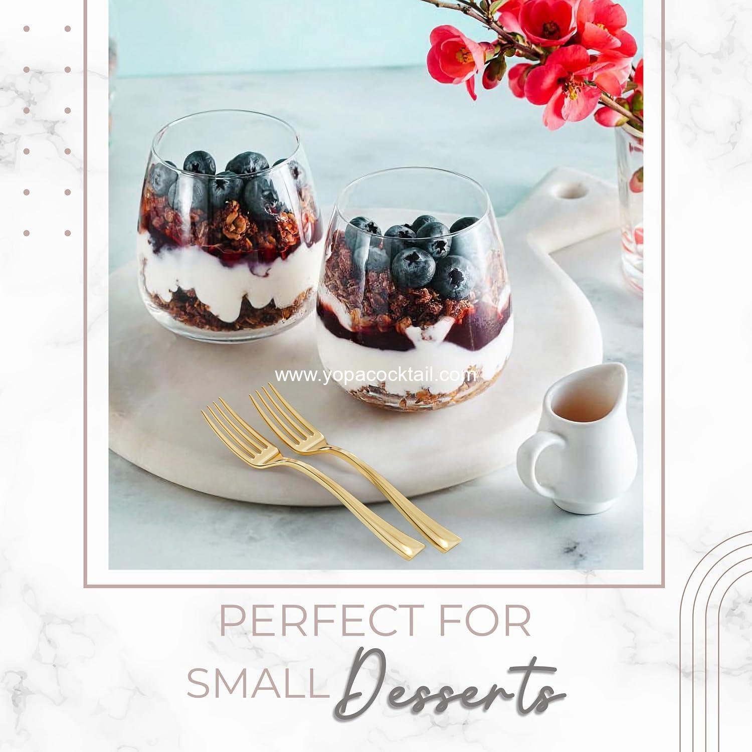 Wholesale Exquisite Mini Disposable Gold Forks for Desserts - 4 Inch, Pack of 100 - Real Flatware Look, BPA Free - Food Safe - Supplier