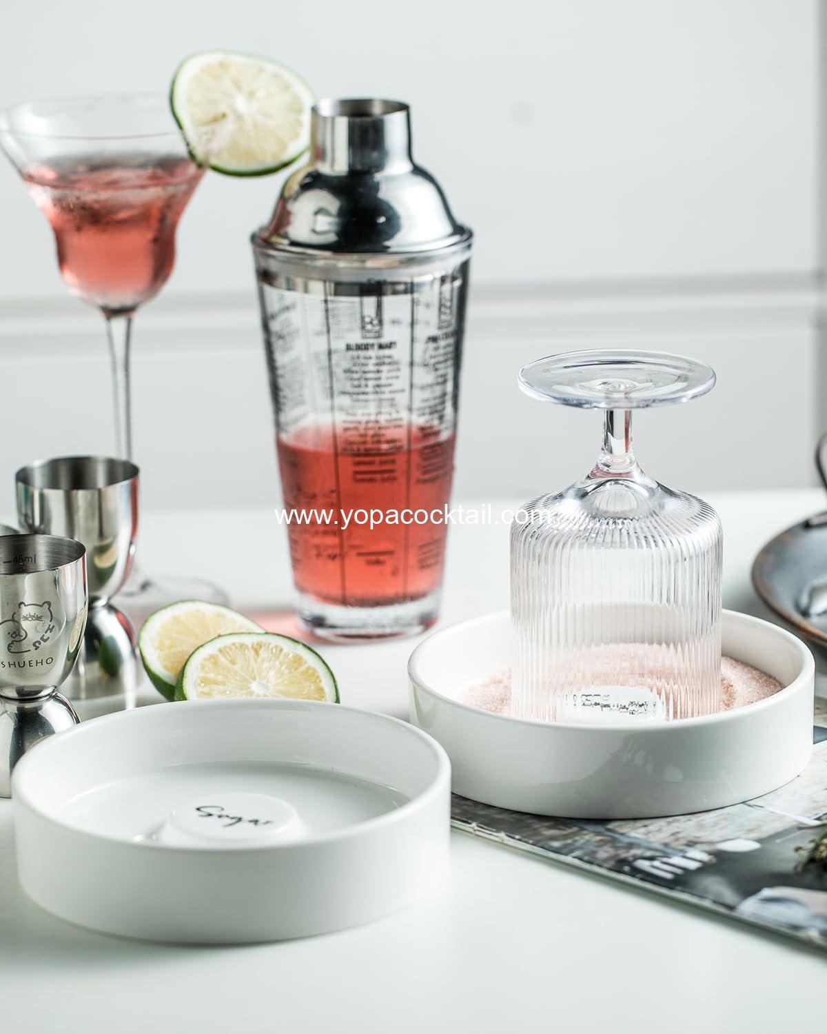 Wholesale Margarita Salt Rimmer Set, Ceramic Bar Glass Rimmer for Margaritas and Cocktails, Salt Box Spice Container, Home Bar Decor, Set of 2, White - Supplier