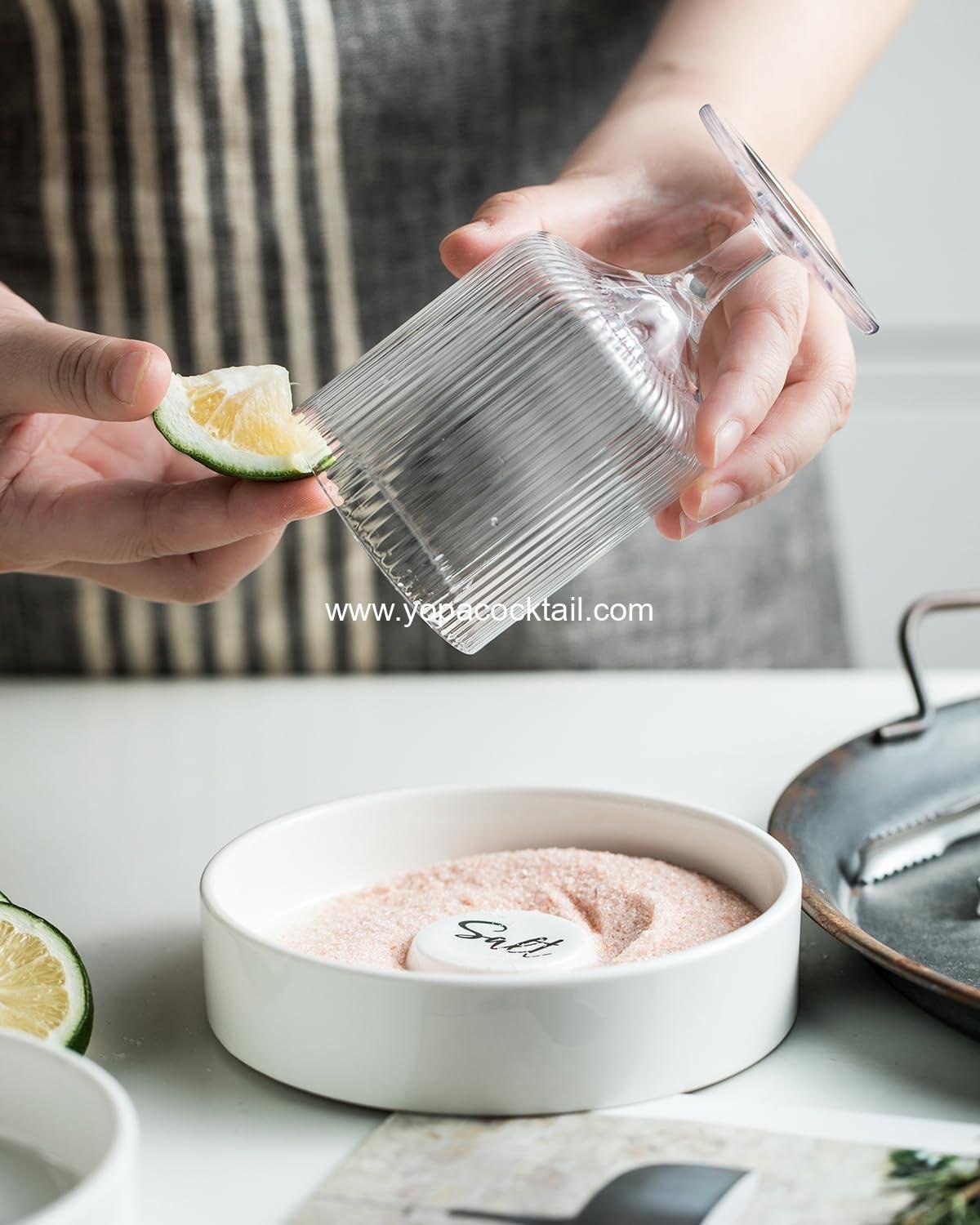 Wholesale Margarita Salt Rimmer Set, Ceramic Bar Glass Rimmer for Margaritas and Cocktails, Salt Box Spice Container, Home Bar Decor, Set of 2, White - Supplier