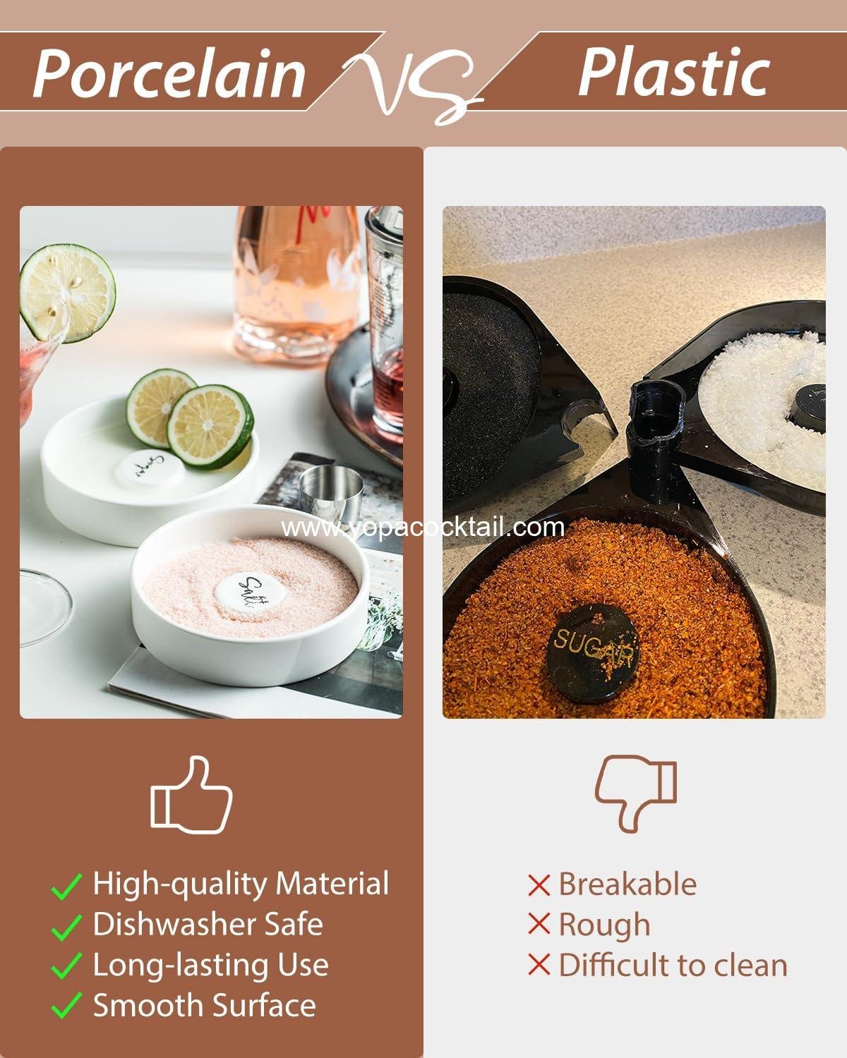Wholesale Margarita Salt Rimmer Set, Ceramic Bar Glass Rimmer for Margaritas and Cocktails, Salt Box Spice Container, Home Bar Decor, Set of 2, White - Supplier