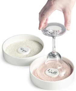 Margarita Salt Rimmer Set, Ceramic Bar Glass Rimmer for Margarita and Cocktail Bartender Tool Salt Box Spice Container Bar Decor for Home Set of 2, White