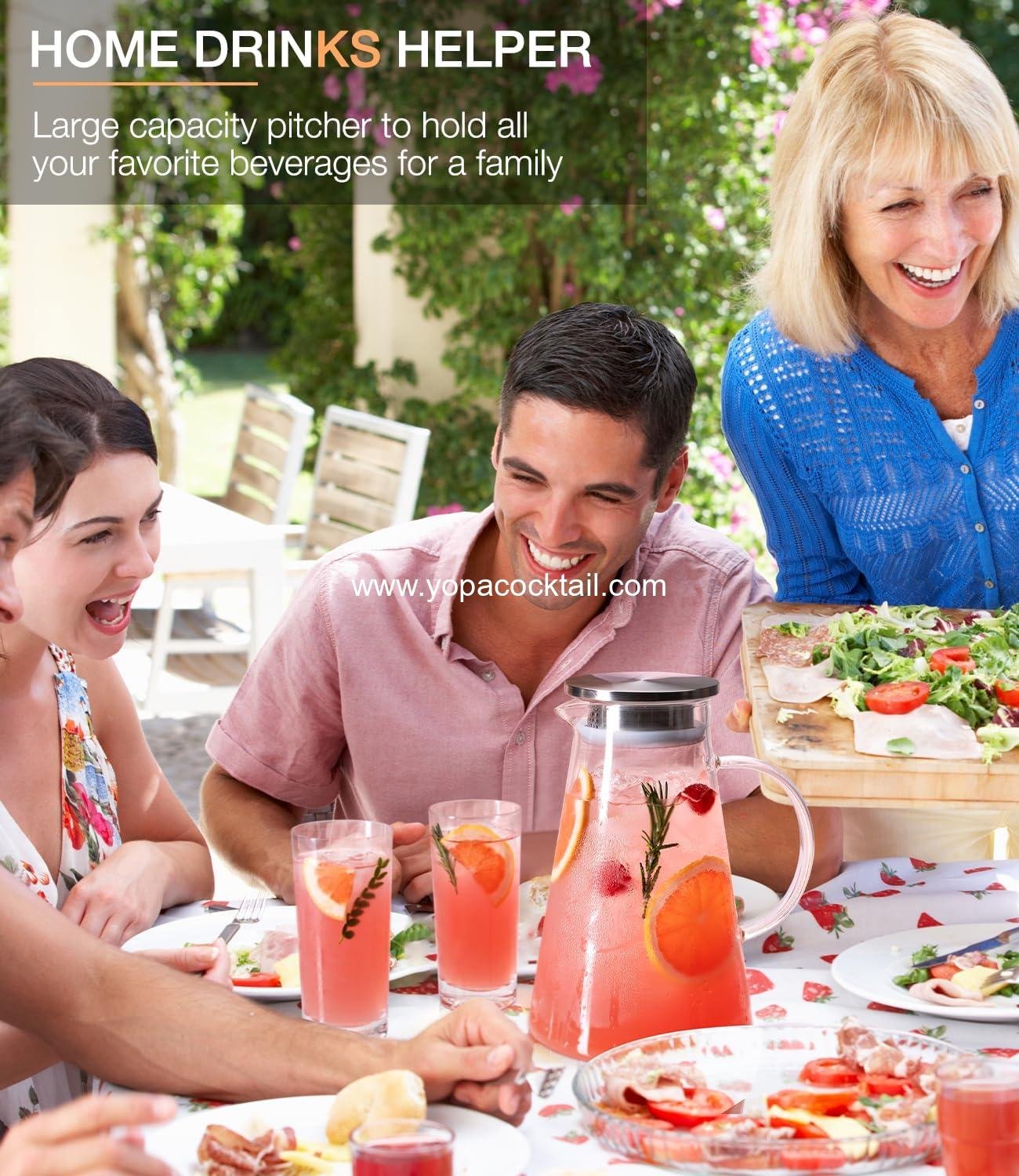 OEM 2L (68oz) Borosilicate Glass Pitcher with Lid & Handle Spout Carafe for Hot and Cold Drinks Iced Tea Juice Coffee Sangria manufacturer OEM 2L (68oz) Borosilicate Glass Pitcher with Lid & Handle Spout Carafe for Hot and Cold Drinks Iced Tea Juice Coffee Sangria manufacturer