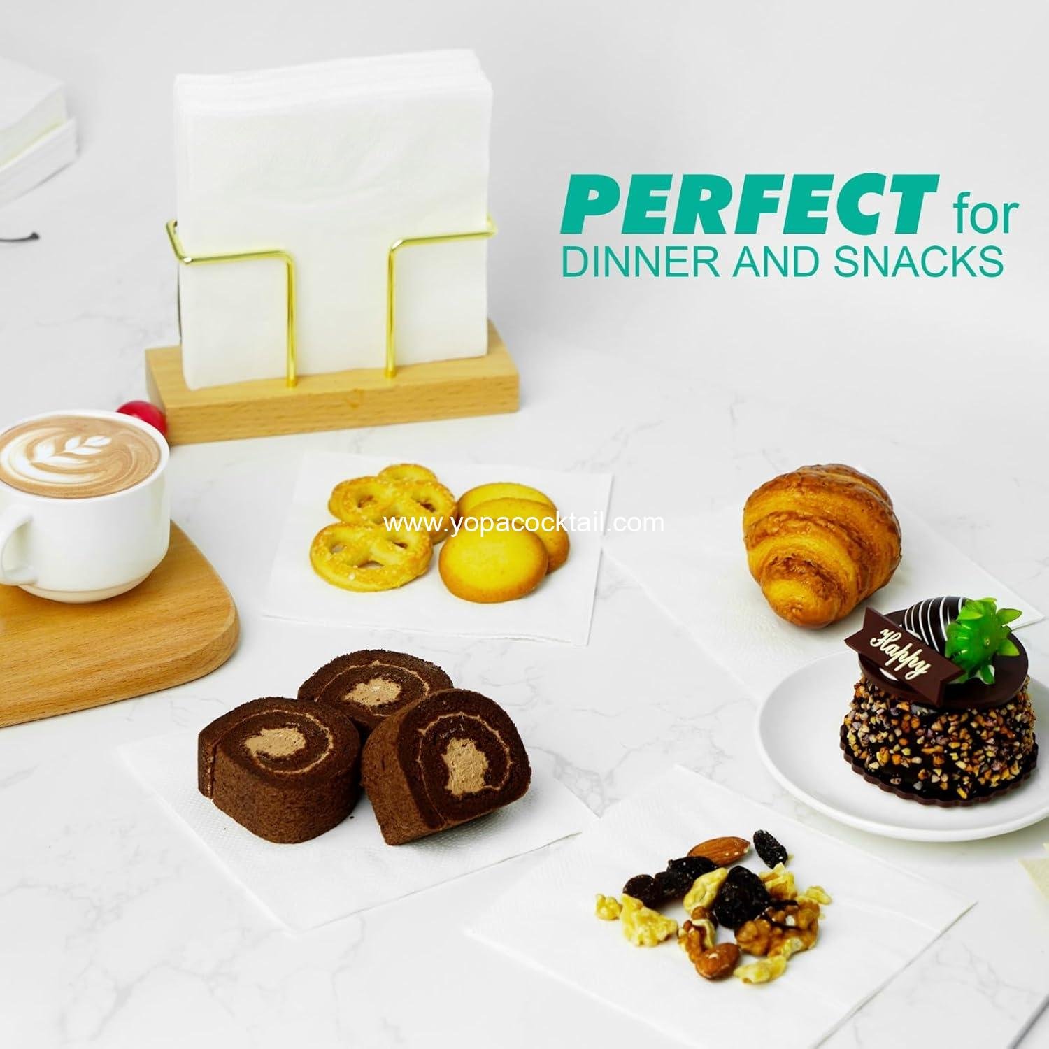 Wholesale 500 Count Disposable 2-Ply White Cocktail Napkins - 5.3 x 5.3 Inch for Bars, Parties, Restaurants, and Everyday Use - OEM Supplier