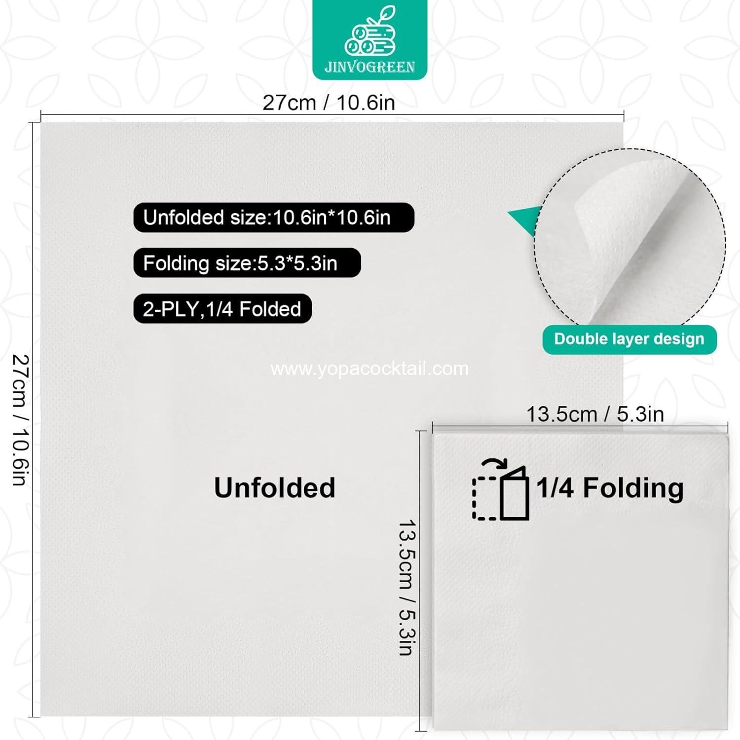 Wholesale 500 Count Disposable 2-Ply White Cocktail Napkins - 5.3 x 5.3 Inch for Bars, Parties, Restaurants, and Everyday Use - OEM Supplier