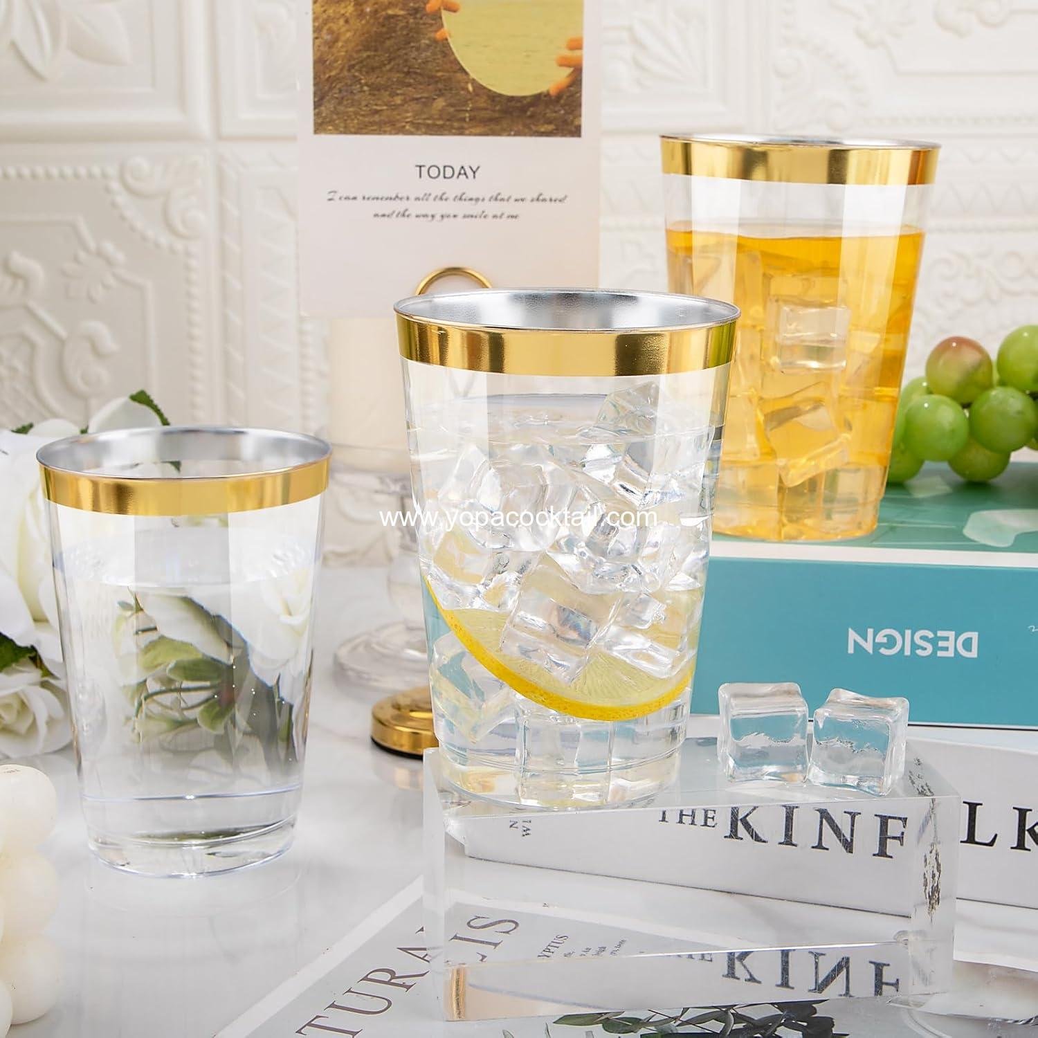 Wholesale 200 Pack 12 oz Gold Rim Plastic Cups, Clear Disposable Wine and Cocktail Glasses, Premium Tumblers for Parties and Weddings Supplier Wholesale 200 Pack 12 oz Gold Rim Plastic Cups, Clear Disposable Wine and Cocktail Glasses, Premium Tumblers for Parties and Weddings Supplier