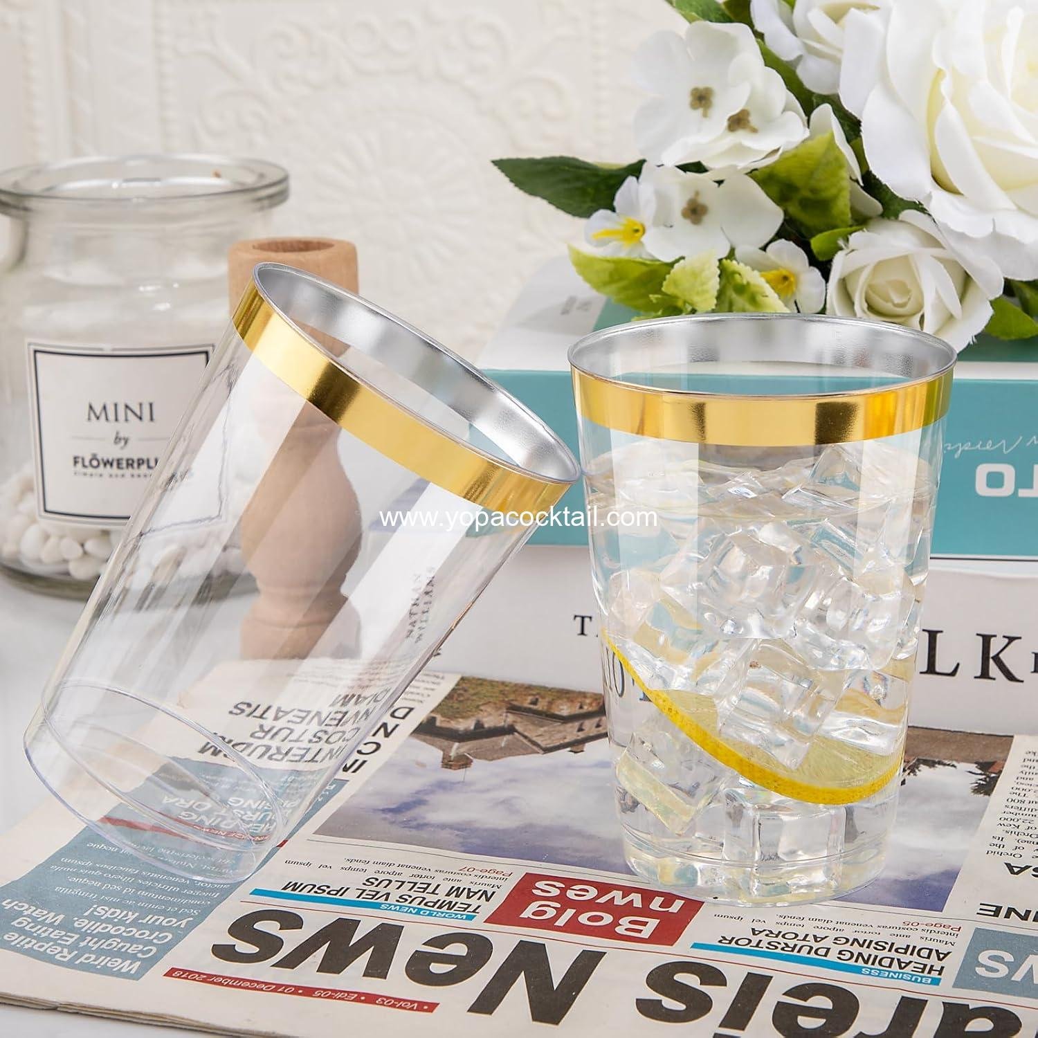 Wholesale 200 Pack 12 oz Gold Rim Plastic Cups, Clear Disposable Wine and Cocktail Glasses, Premium Tumblers for Parties and Weddings Supplier Wholesale 200 Pack 12 oz Gold Rim Plastic Cups, Clear Disposable Wine and Cocktail Glasses, Premium Tumblers for Parties and Weddings Supplier